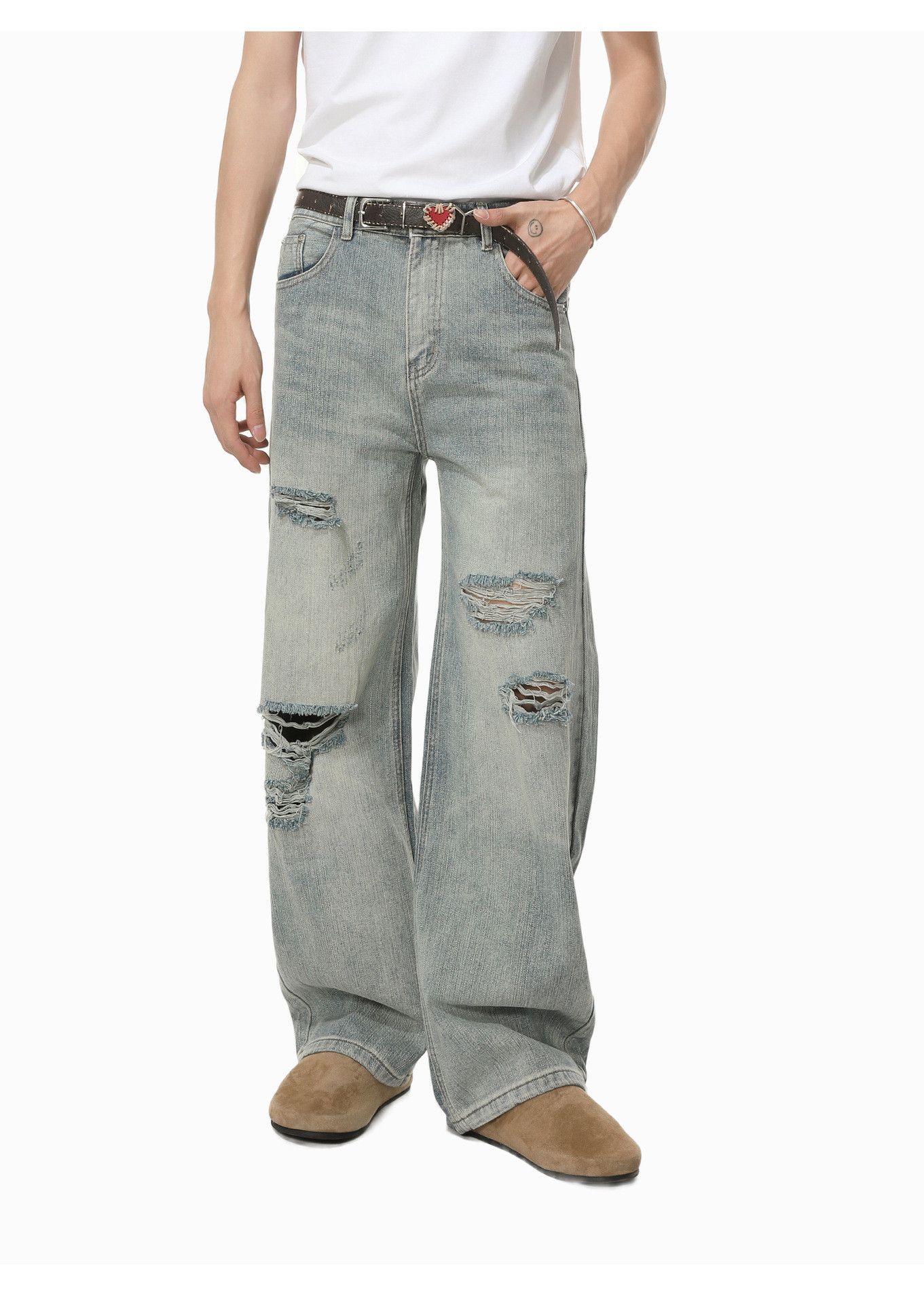 Vintage Street distressed versatile casual washed ripped jeans Size US 32 / EU 48 - 1 Thumbnail