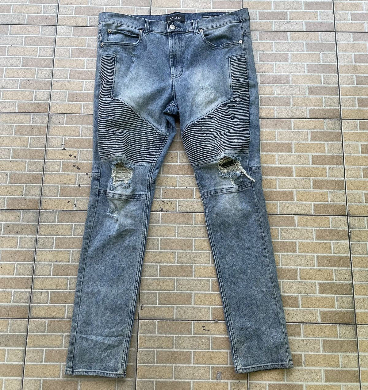 Balmain Pacsun Distressed Stacked Skinny Jeans Balmain Style Size US 36 / EU 52 - 1 Thumbnail