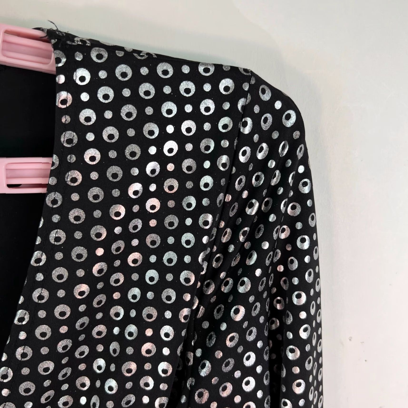 Vintage VINTAGE Siren Lily Metallic Polka Dot Dress Top Womens Size S Black Silver Size S / US 4 / IT 40 - 3 Thumbnail