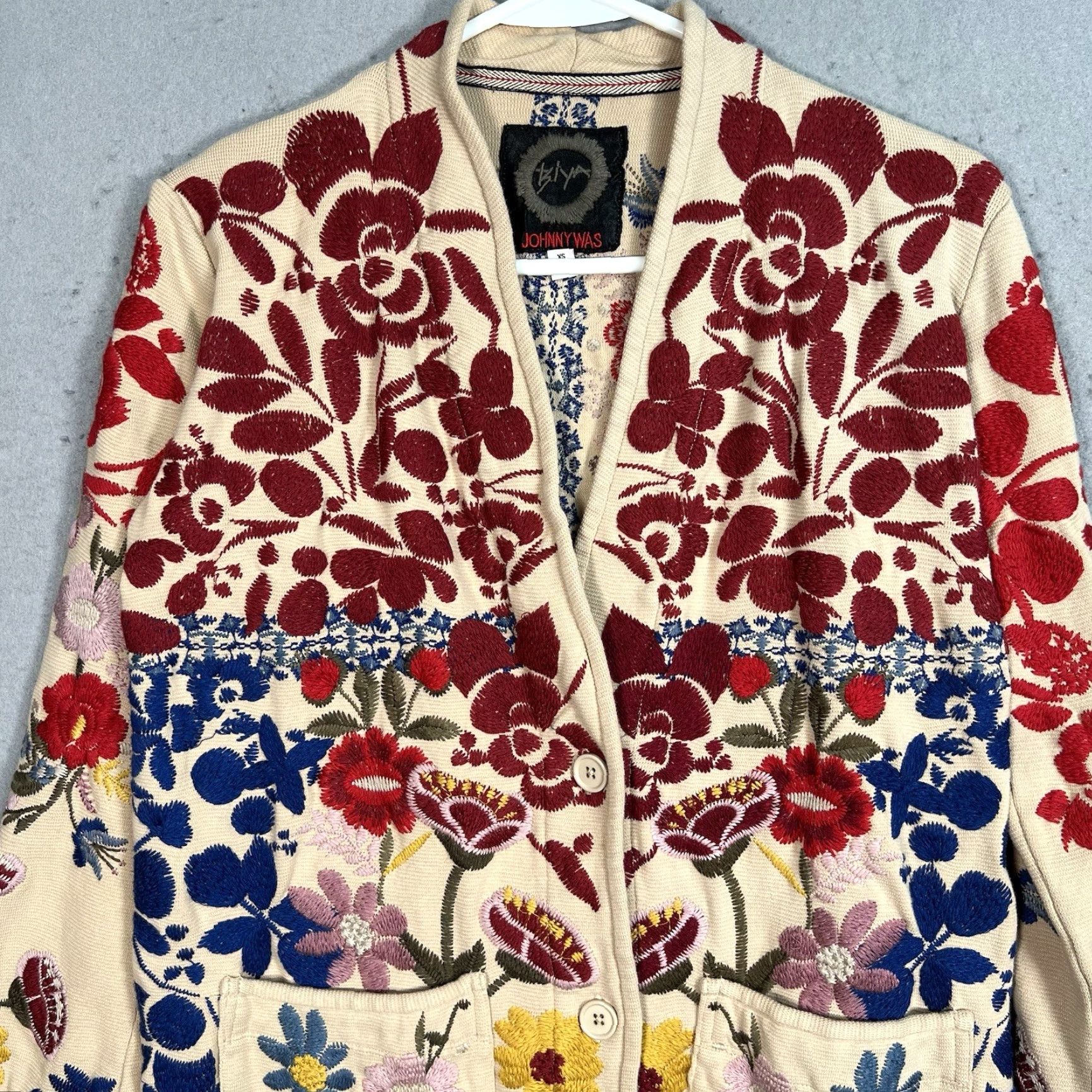 Johnny Was JOHNNY WAS EMBROIDERED DUSTER CARDIGAN JACKET WOMENS XS BEIGE BOHO GEOMETRIC MENS Size XS / US 0-2 / IT 36-38 - 3 Thumbnail