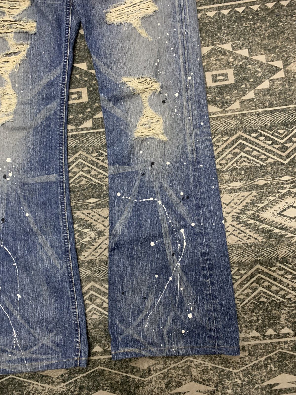 Edwin 🔥FLARE🔥EDWIN 503 BLUE TRIP DISTRESSED SPLASH PAINT Size US 32 / EU 48 - 5 Thumbnail