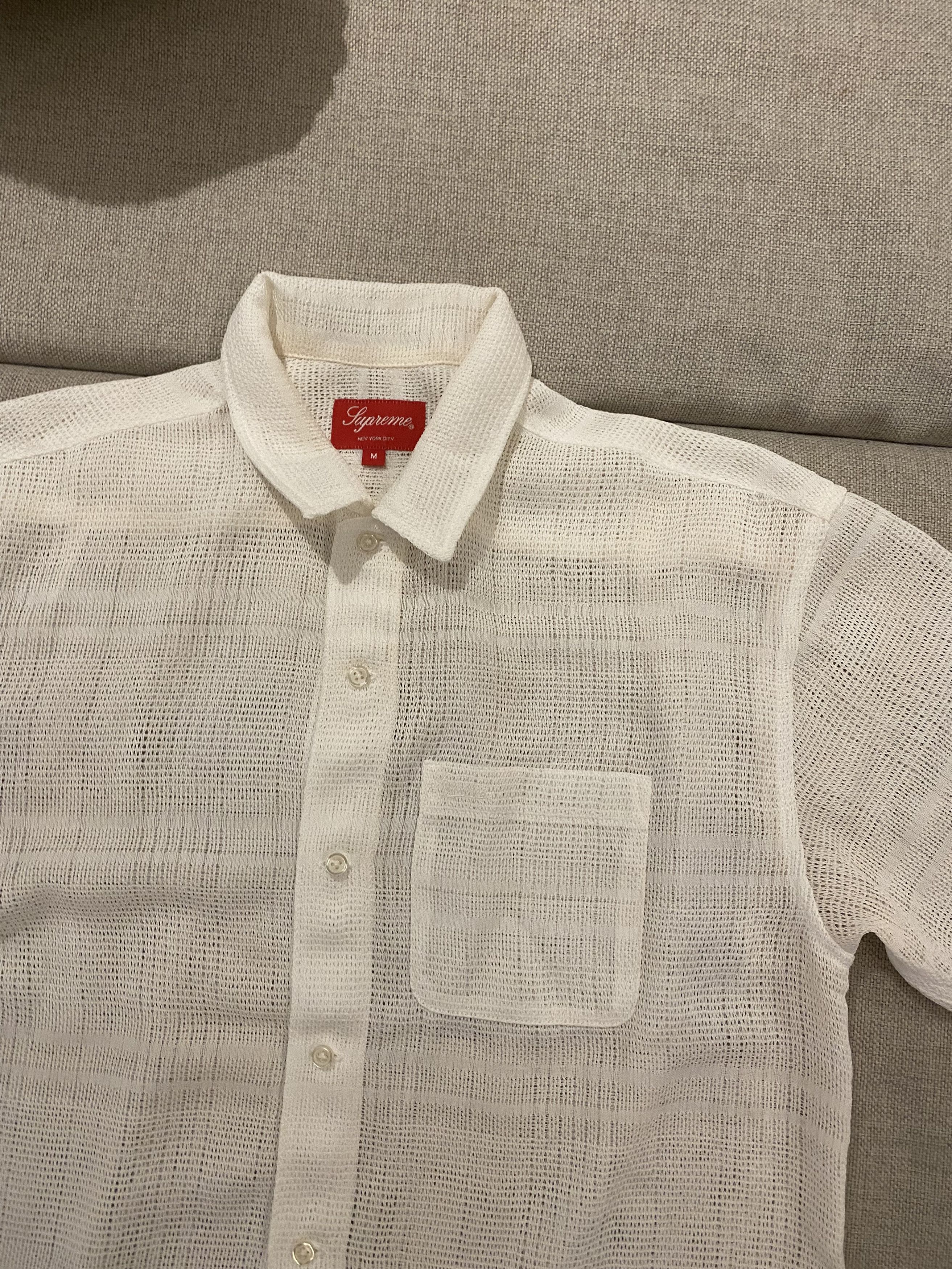 Supreme Supreme Mesh Stripe S/S Shirt White - SS23 Men's | Grailed