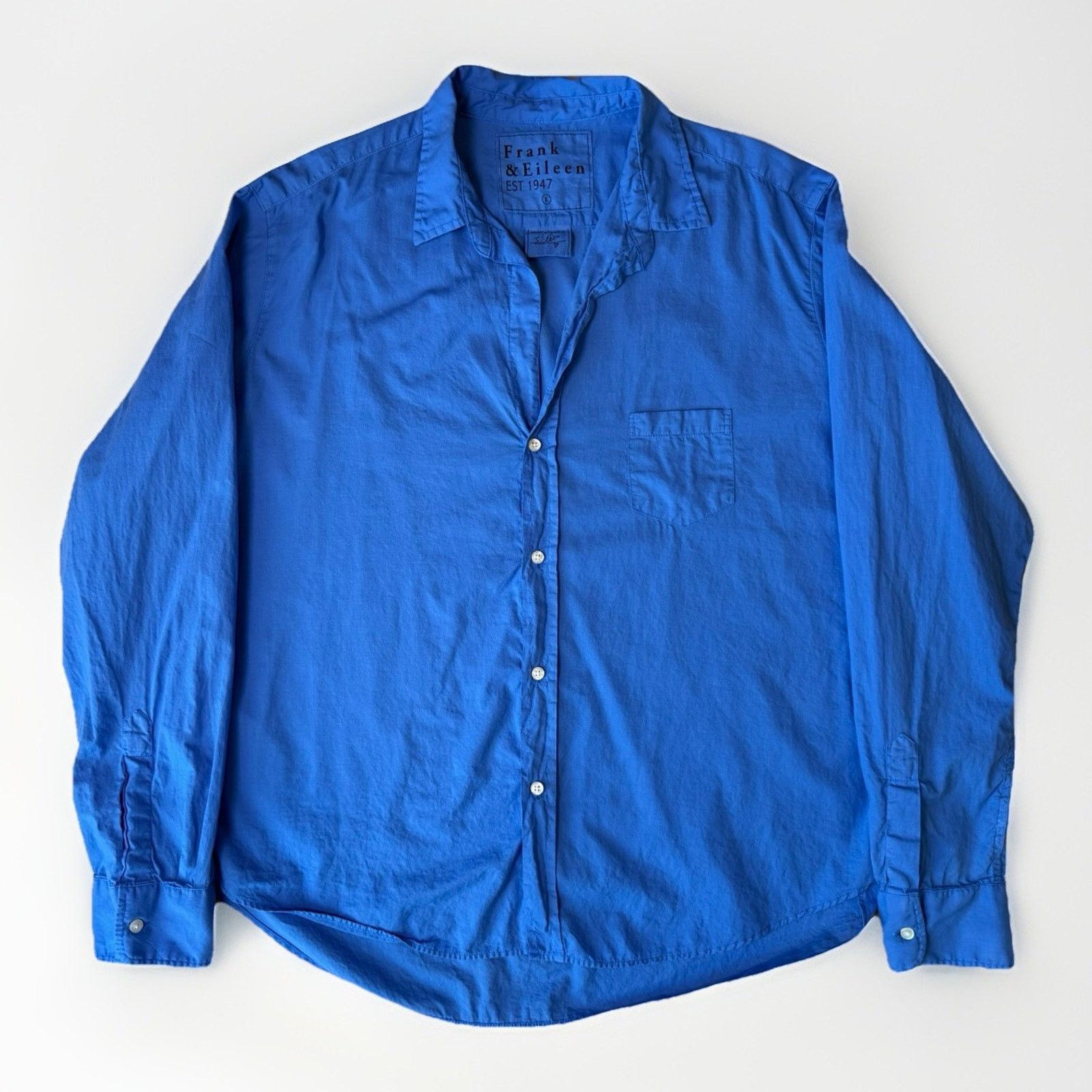 Frank & Eileen Frank & Eileen Shirt Women's Large Blue Cotton Button Up Size L / US 10 / IT 46 - 1 Thumbnail