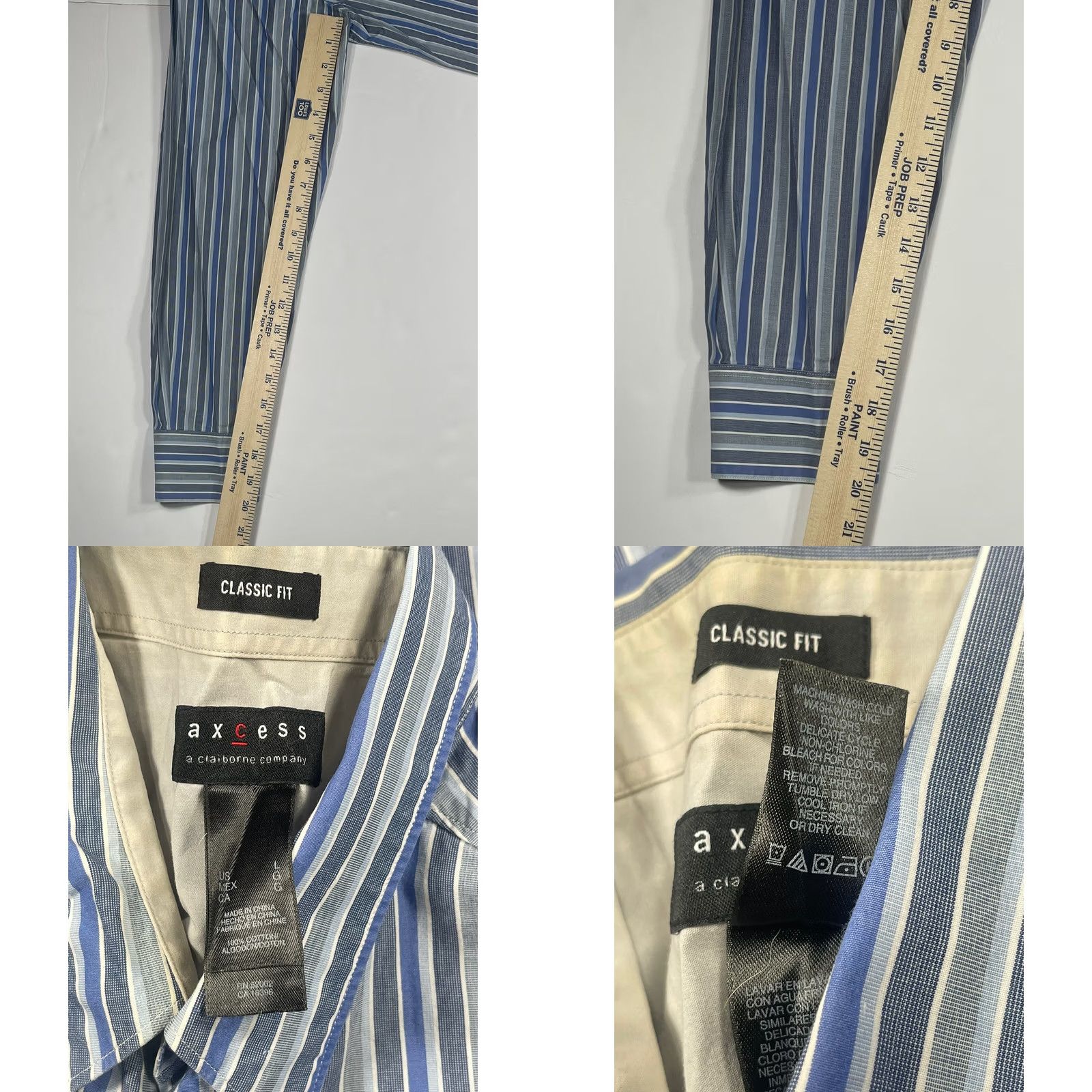 Vintage Axcess Shirt Mens L Casual Striped Cotton Long Sleeve Button Front Classic Fit Size US L / EU 52-54 / 3 - 8 Thumbnail