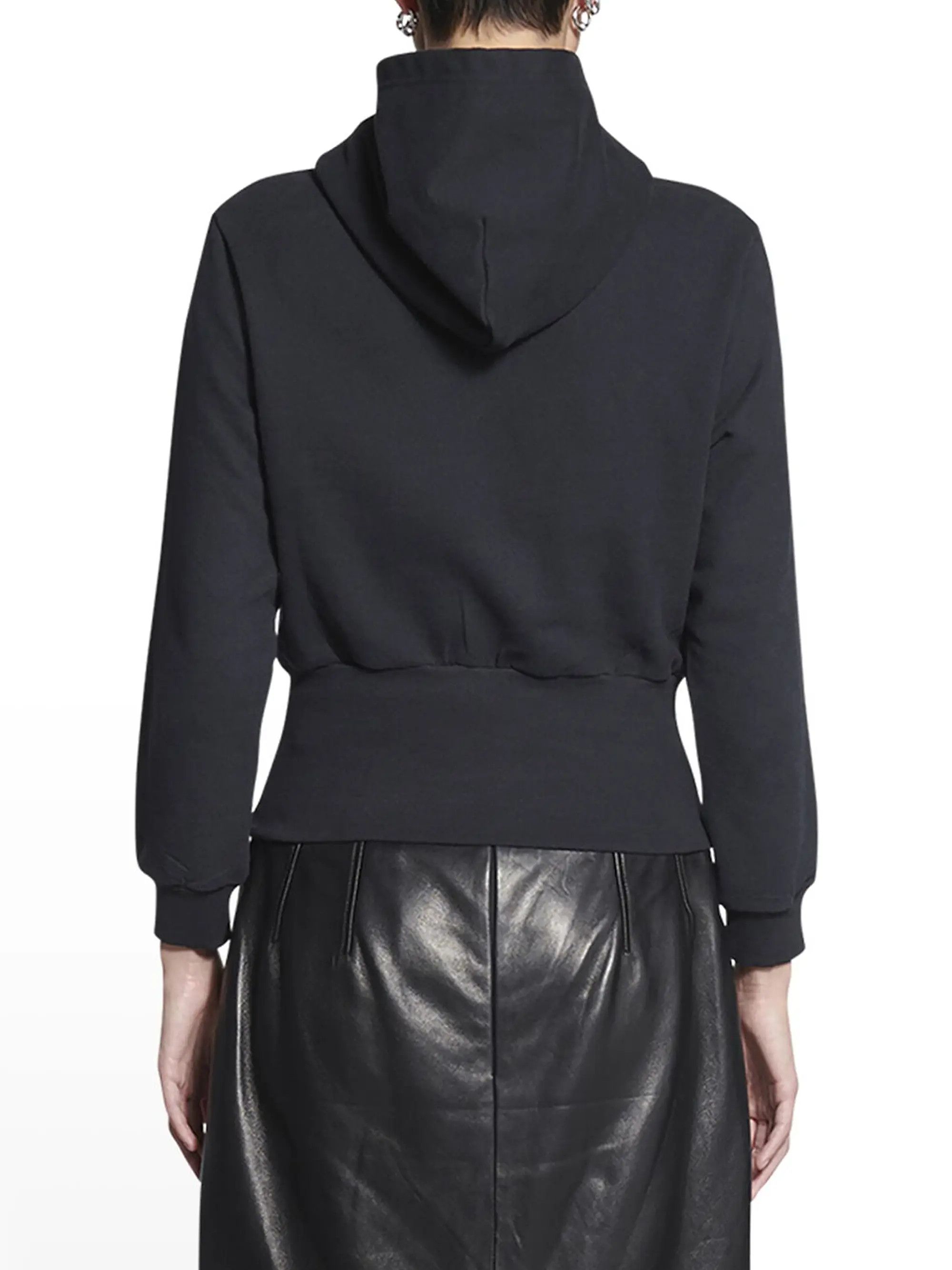 Balenciaga o1tko10825 Unisex Cropped Hoodie in Black Size M / US 6-8 / IT 42-44 - 6 Thumbnail