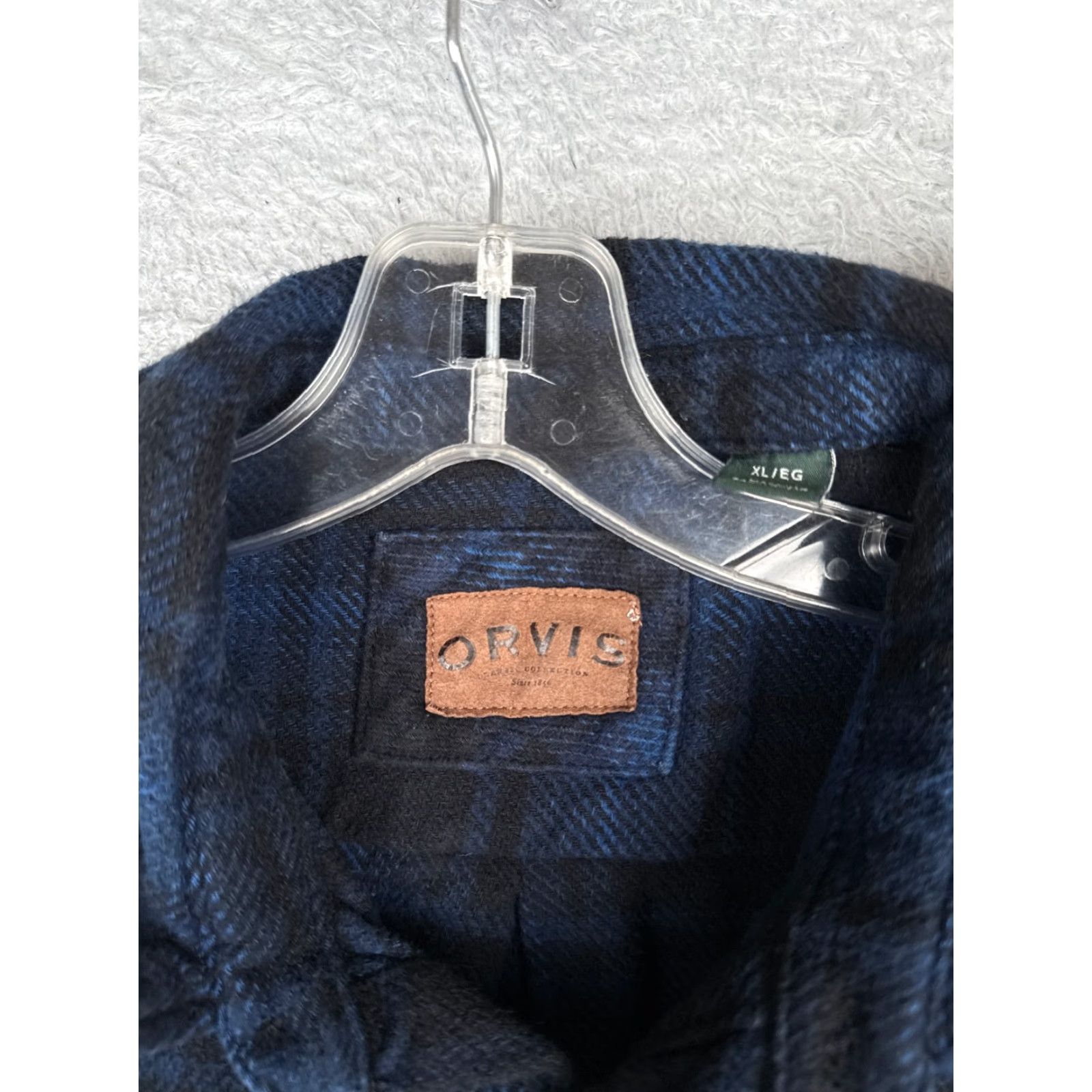 Orvis Orvis Shirt Men XL Blue Plaid Flannel Pocket Button Up Cotton Slim Button-Up Outdoor Size US XL / EU 56 / 4 - 7 Thumbnail