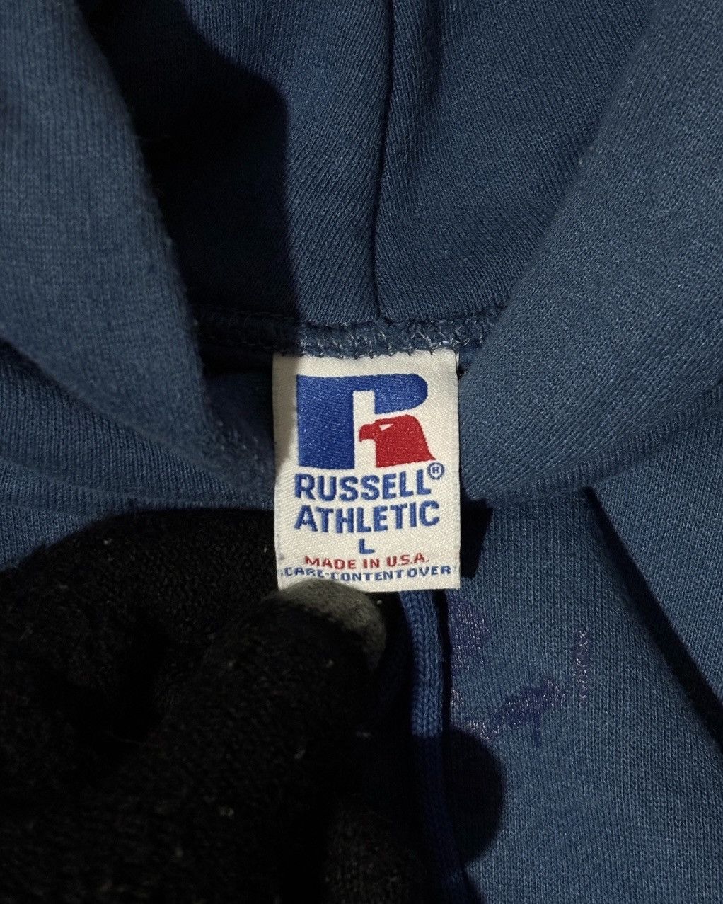 Russell Athletic 1990’s Russell Athletic “Garage” Tonal Slate Blue Hoodie Size US L / EU 52-54 / 3 - 7 Thumbnail