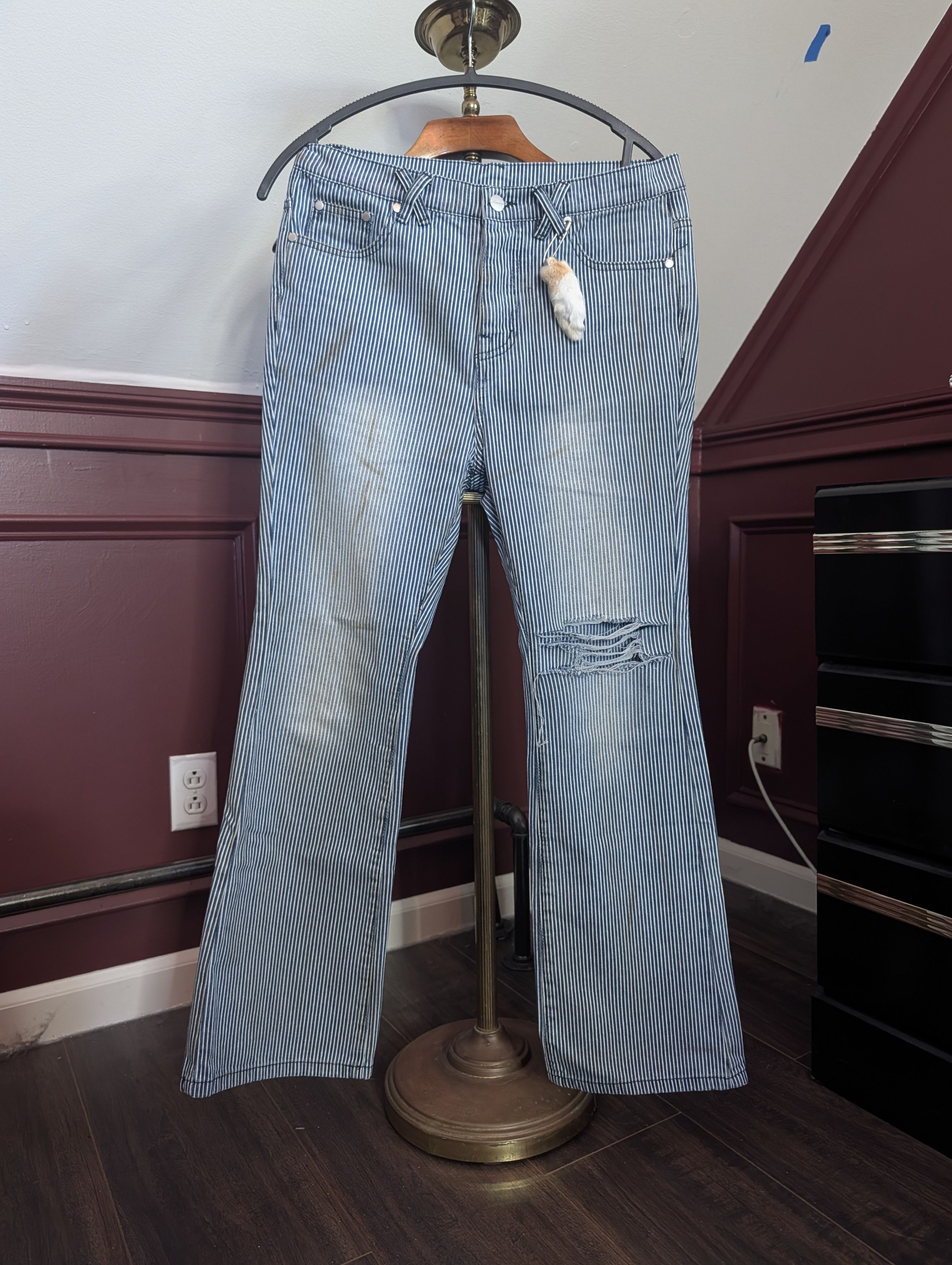 Other VUOTA flared hickory stripe mud wash rabbit foot jeans Size US 30 / EU 46 - 1 Thumbnail