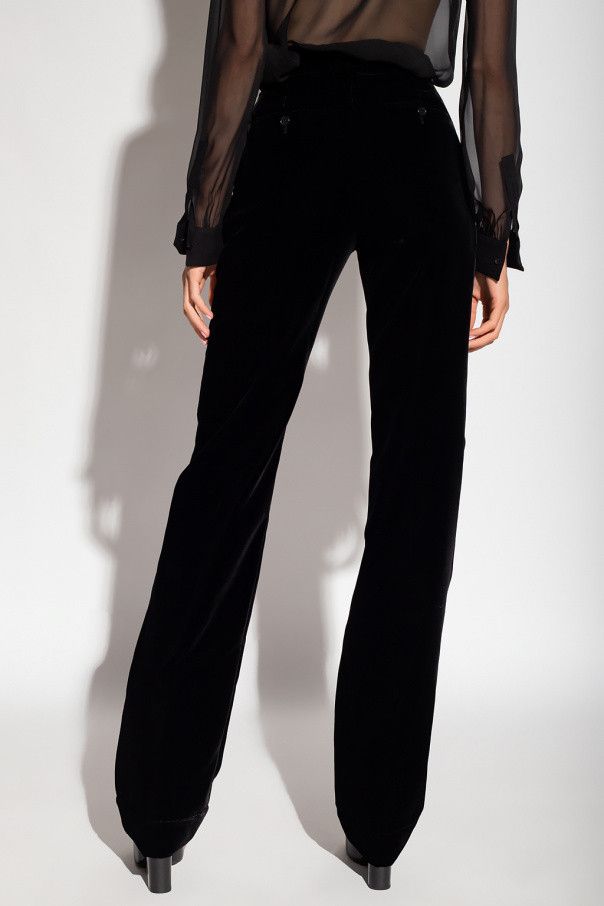 Saint Laurent Paris o1s1wg111124 Tailored Pants in Velvet in Black Size 28" / US 6 / IT 42 - 2 Thumbnail