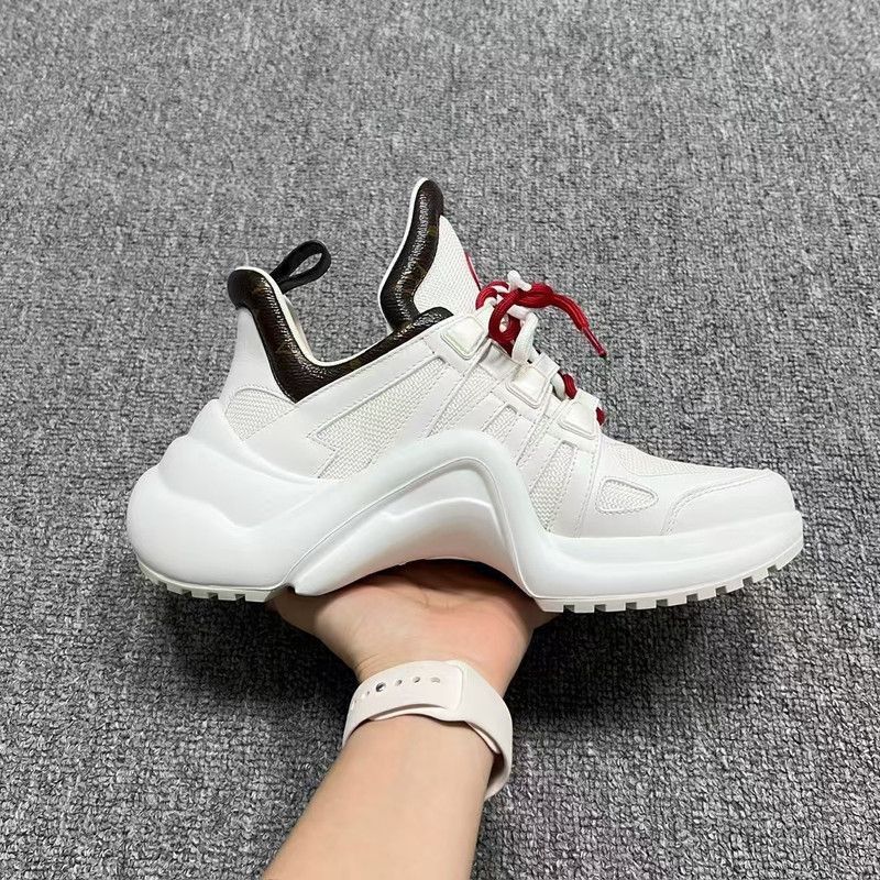 Louis Vuitton Louis Vuitton Women's White and Red Running Shoes -2505 Size US 7 / IT 37 - 6 Thumbnail