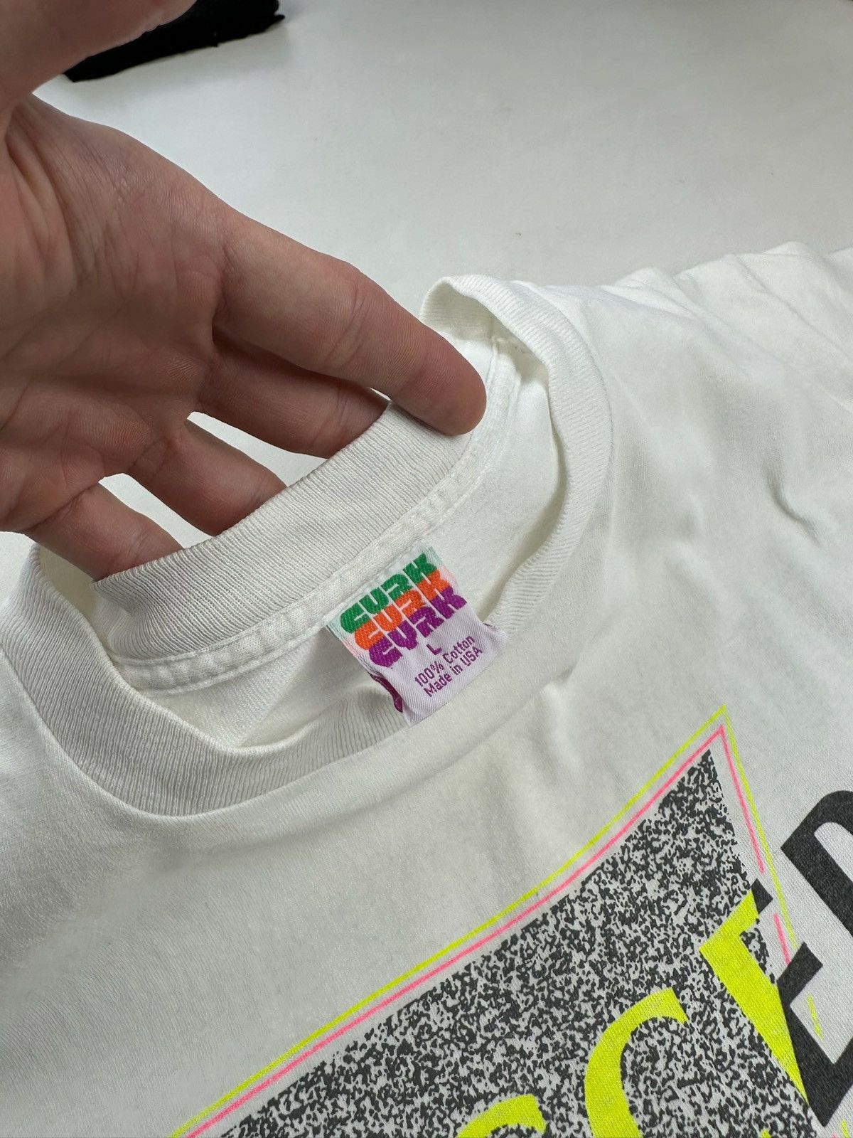 Vintage Vintage Soccer Graphic Tee Football 90s acid jersey techno Size US L / EU 52-54 / 3 - 9 Thumbnail
