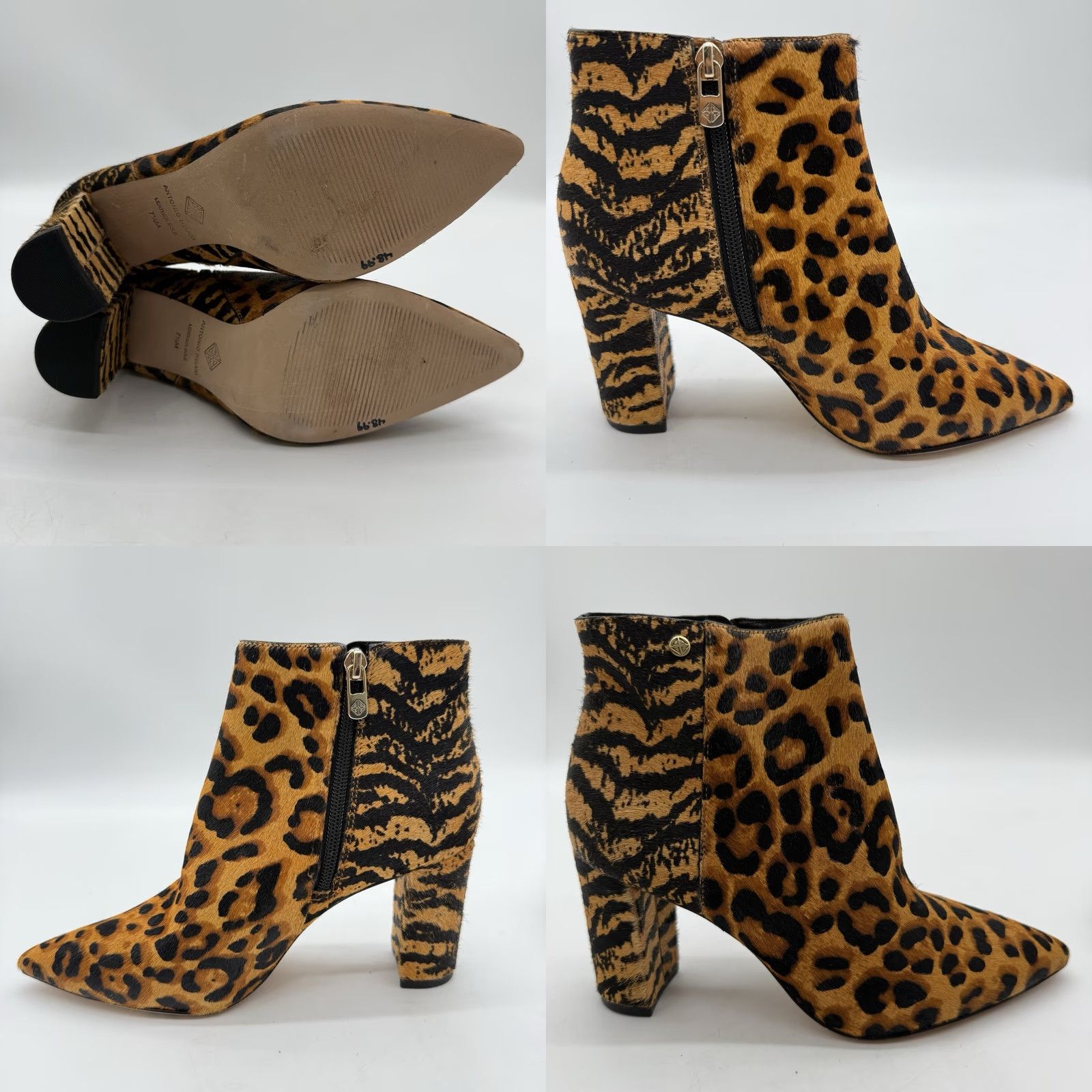 Vintage Antonio Melani Shahn Leopard Calf Hair Ankle Boots Women Size 7.5 M Pointed Toe Boots Size US 8 / IT 38 - 8 Thumbnail