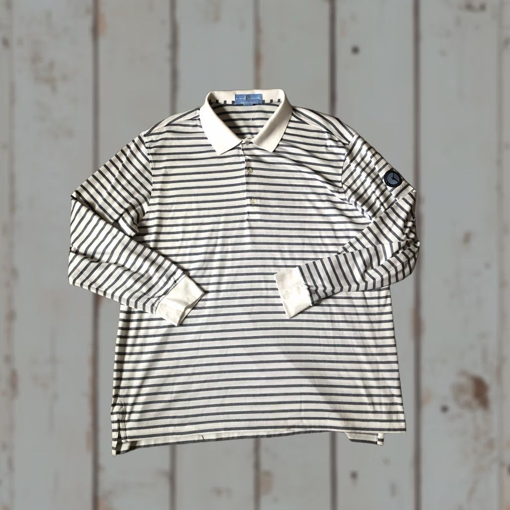 Vintage Fairway & Greene Polo Shirt Long Sleeve Striped White XL Mens Cotton Regular Size US XL / EU 56 / 4 - 1 Thumbnail
