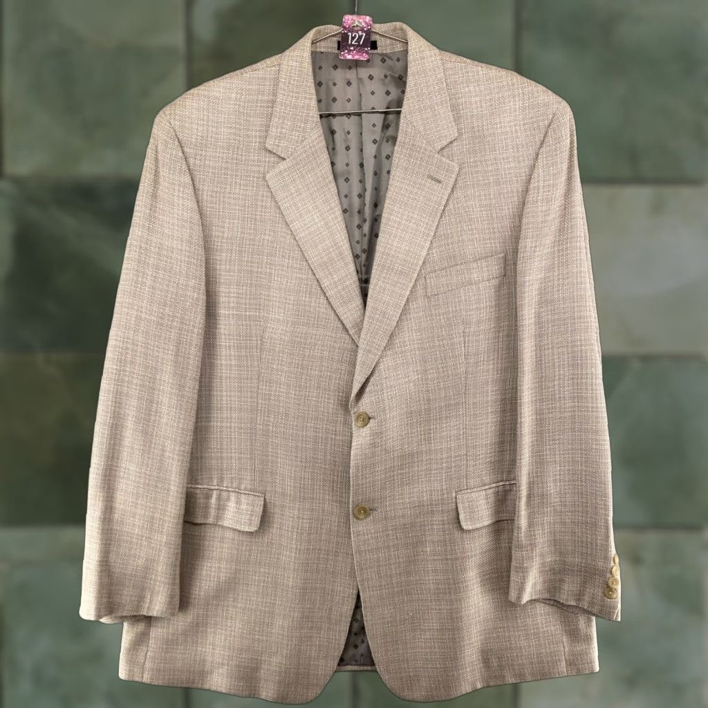 Ralph Lauren Lauren Ralph Lauren Men's Suit Jacket 46L Beige Silk Classic Regular Fit Size 46R - 1 Thumbnail