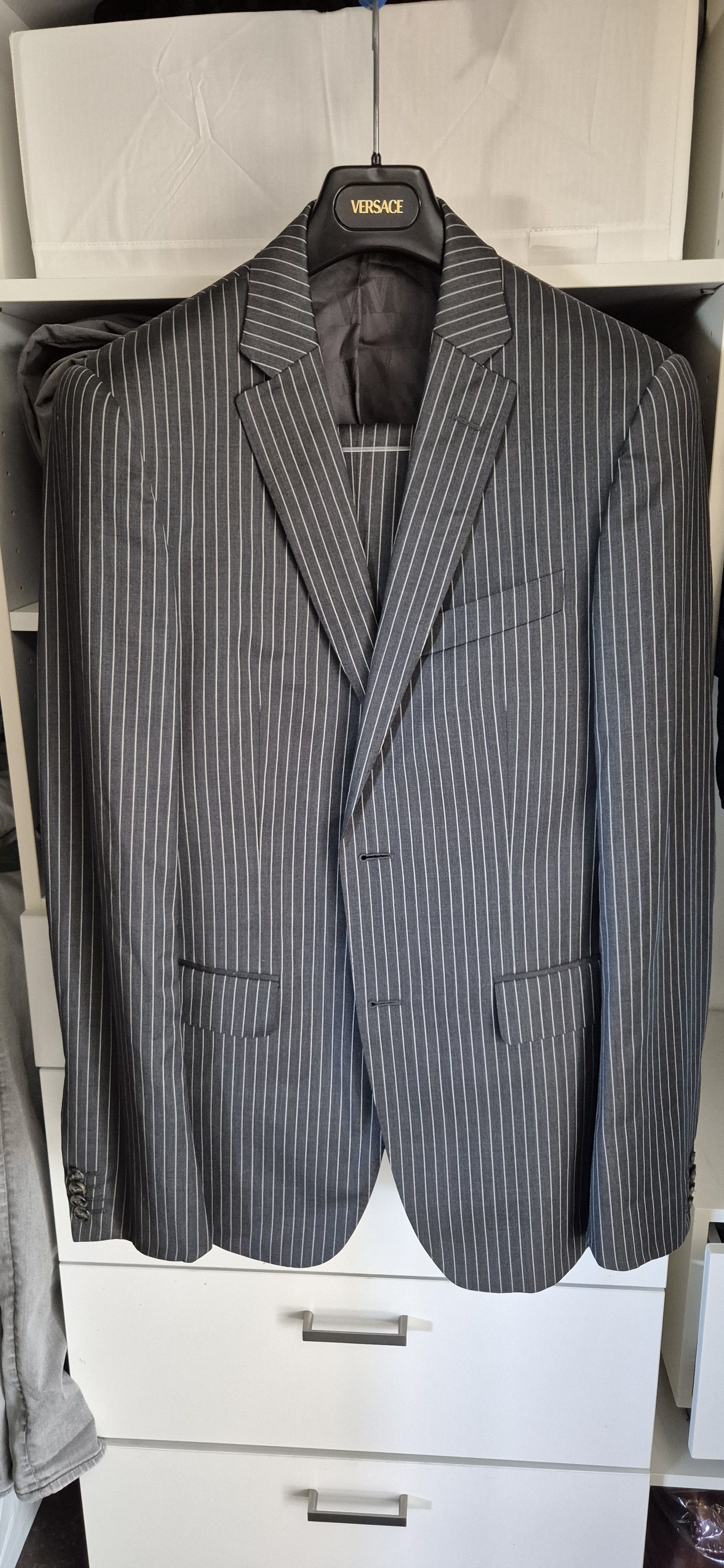Versace Vintage Versace Pinstripe Suit Size 48R - 2 Thumbnail