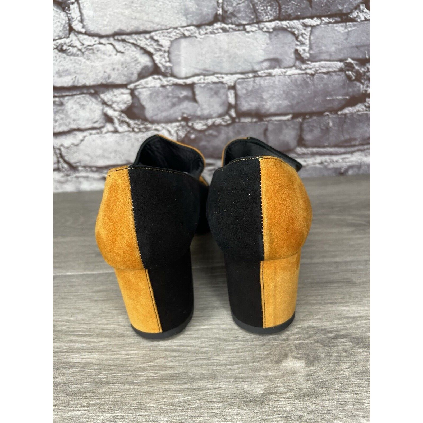 DORA TEYMUR DORATEYMUR Marigold Suede Black Leather Split Designer Mule Size US 7.5 / IT 37.5 - 5 Thumbnail
