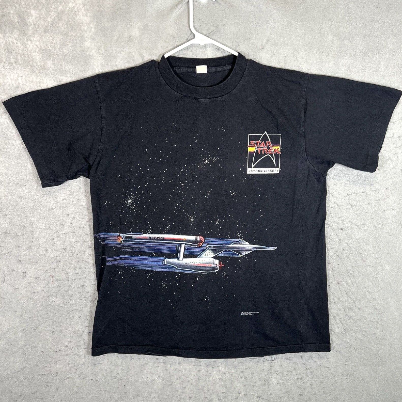 Image of A1 Vintage 90's Star Trek 25Th Anniversary T Shirt Adult XL Black Space Mens in White