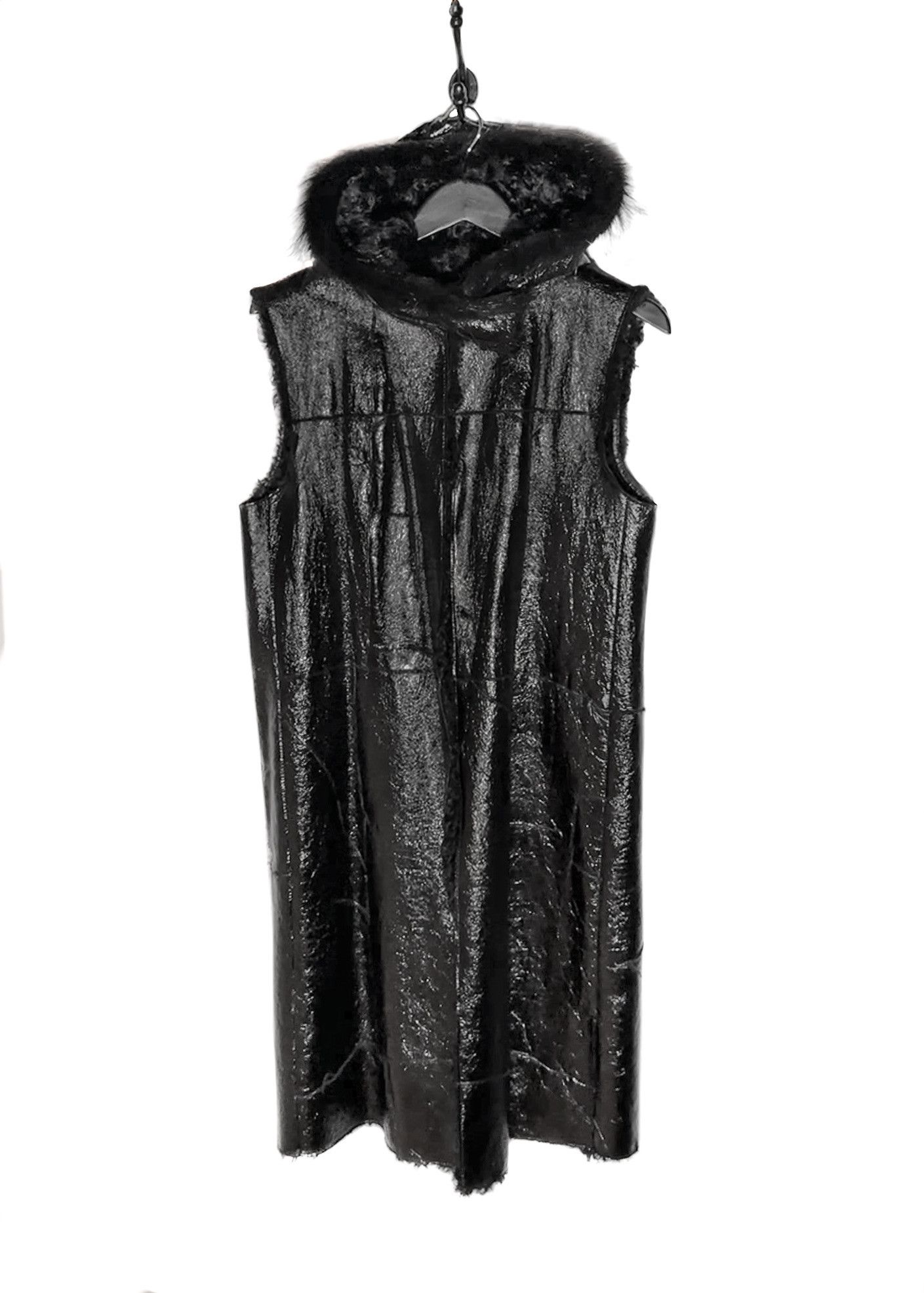 Prada Prada Linea Rossa Patent Leather Lamb Fur Mink Hooded Vest Size M / US 6-8 / IT 42-44 - 1 Thumbnail