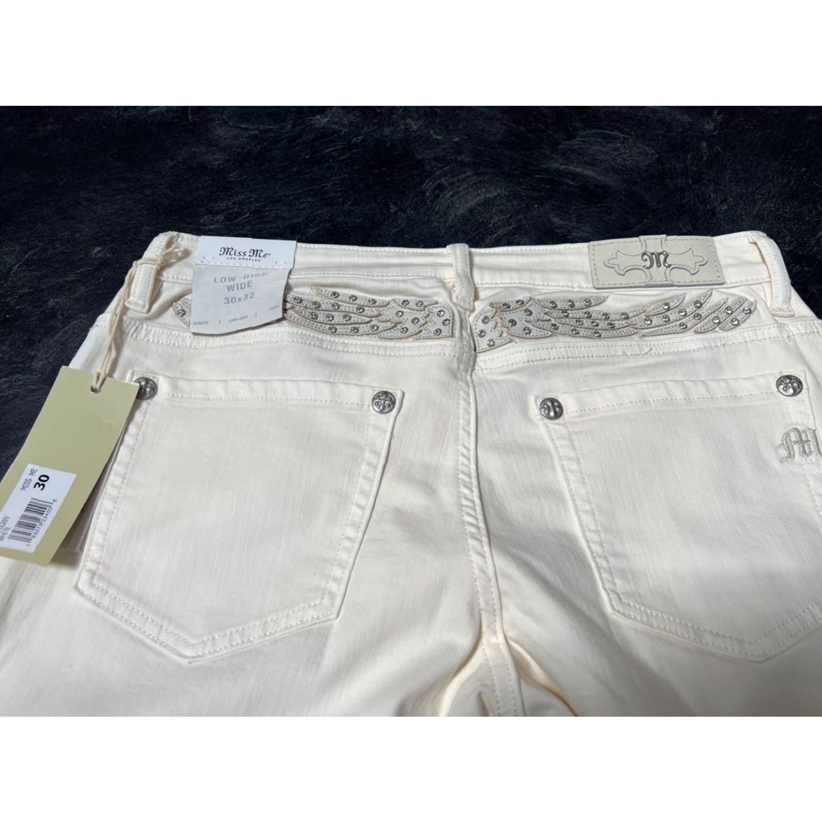 Miss Me Miss Me Jeans Wide-Leg White 30x32 Slim Fit Slimming Regular Women Pants Size 30" / US 8 / IT 44 - 6 Thumbnail