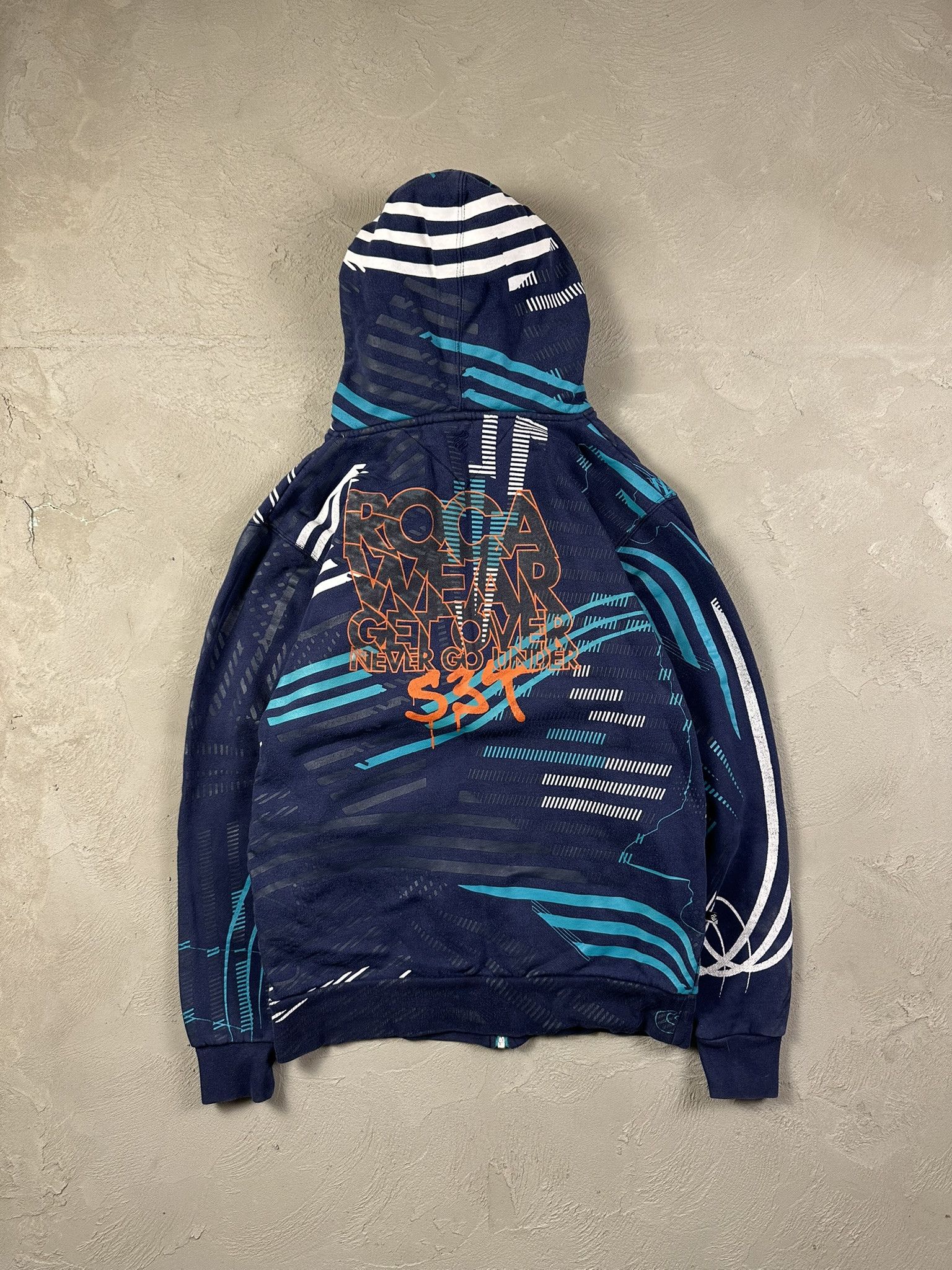 Rocawear Vintage Crazy Y2k Rocawear Fullprint Hiphop Rap Zip Hoodie Size US S / EU 44-46 / 1 - 2 Thumbnail