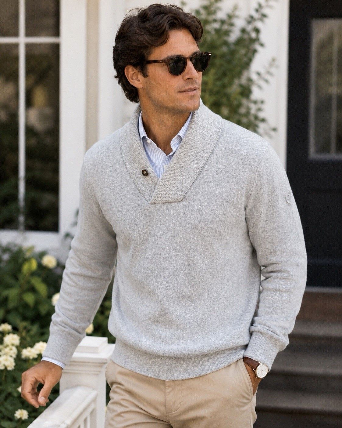 G/FORE G/FORE Merino Wool Shawl Collar Sweater Gray Pullover M Size US M / EU 48-50 / 2 - 1 Thumbnail