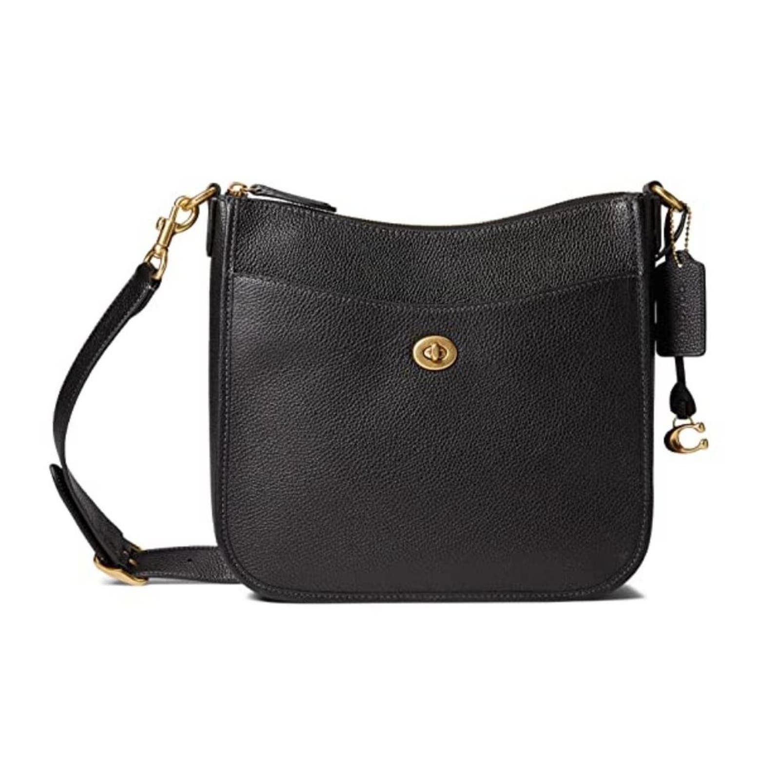 image of Coach Women Polished Pebble Leather Chaise Crossbodyblack Os