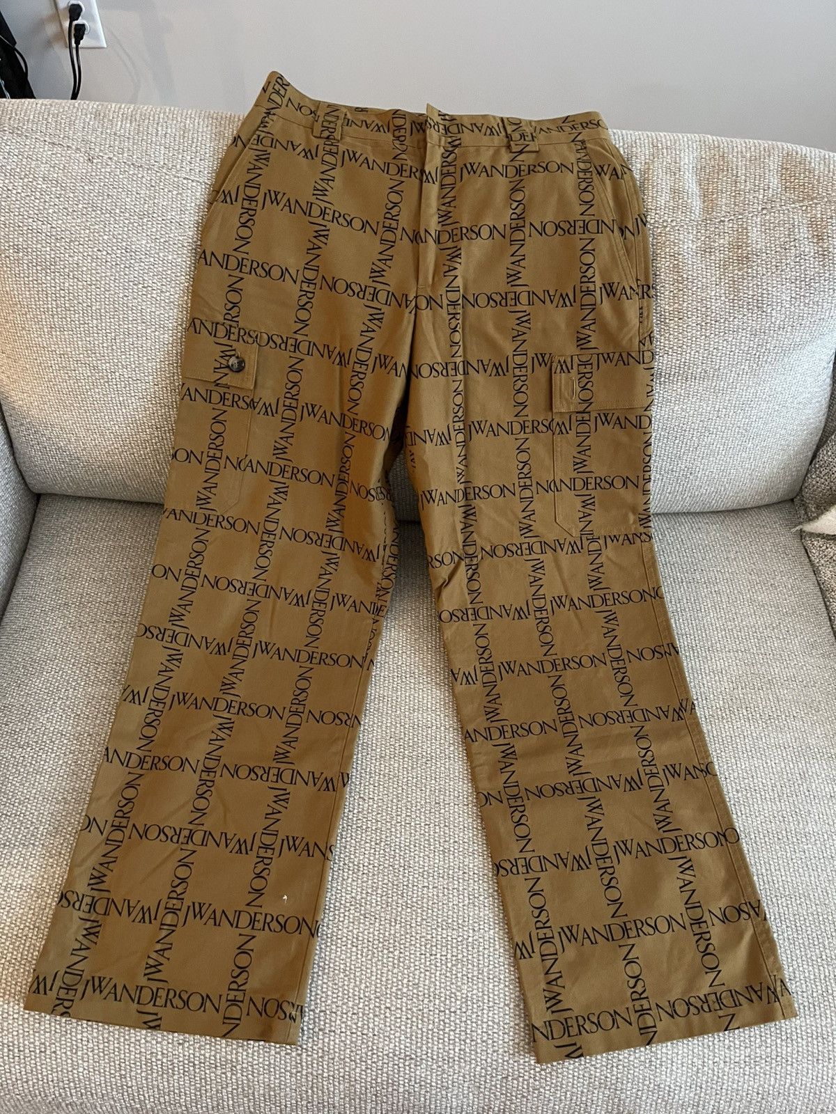 JW Anderson JW Anderson L40814 Men’s Tobacco Straight Fit Mongram Cargos Size US 30 / EU 46 - 1 Thumbnail