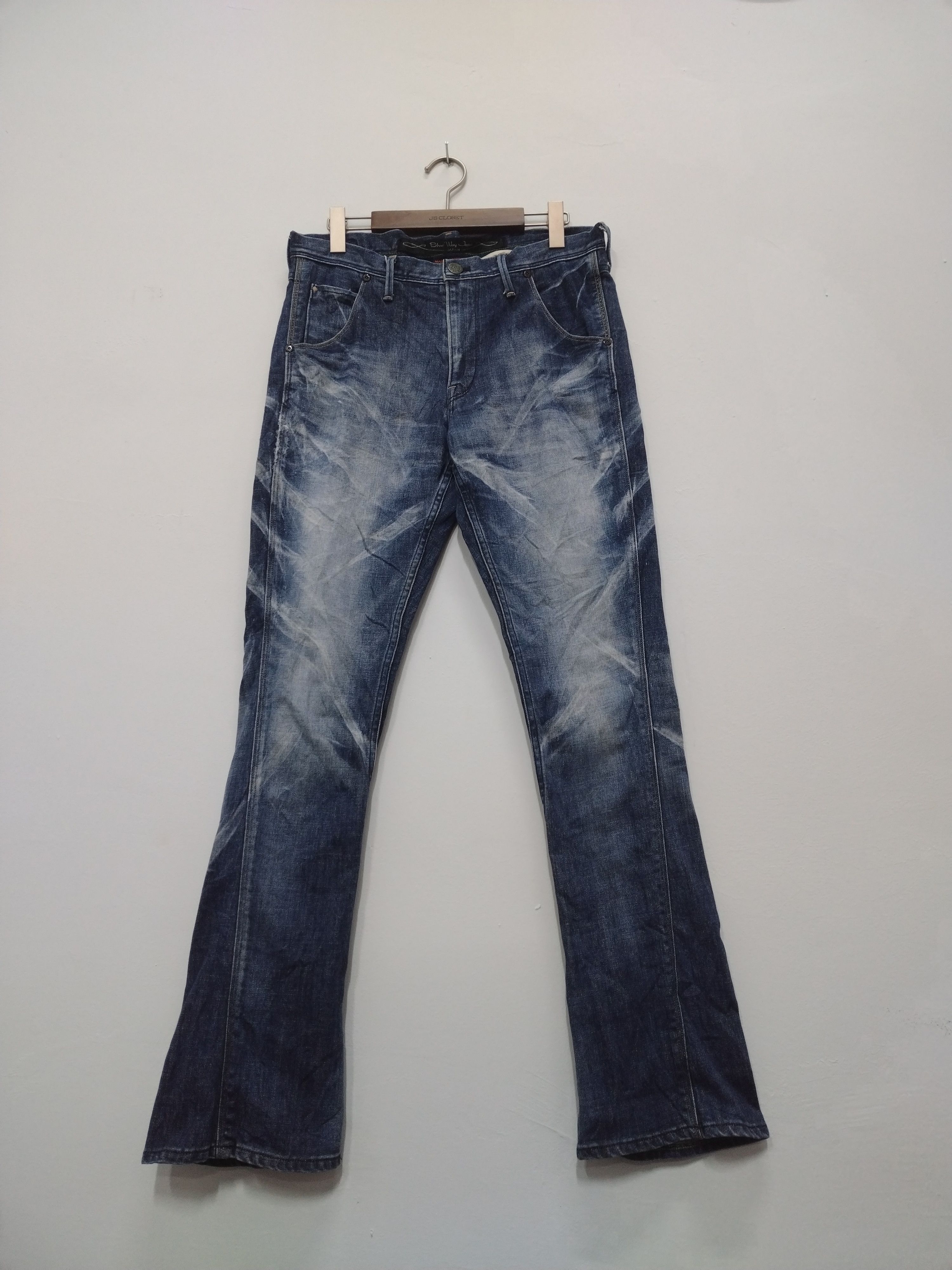 Japanese Brand Vintage BLUEWAY flared jeans nice design & character Size US 33 - 8 Thumbnail
