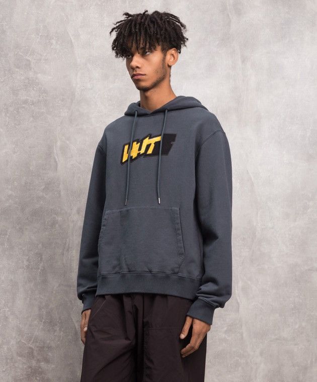 Off-White Off-White Graffiti Wht Slim Hoodie Outerspace Blue Size US L / EU 52-54 / 3 - 9 Thumbnail