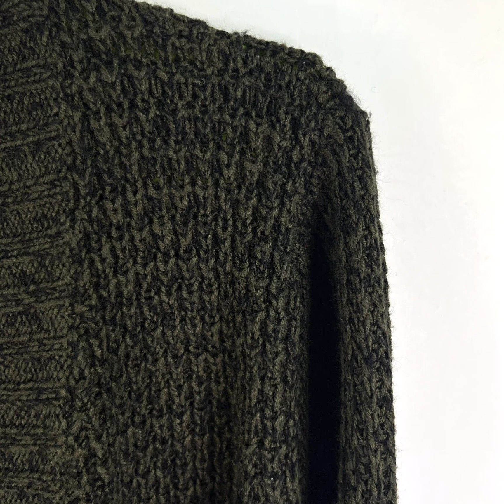 Vintage RD Style Open Front Cardigan Wool/Waffle Knit Sweater Women's XL Green Pockets Vintage No (Casual, Workwear) Size XL / US 12-14 / IT 48-50 - 2 Thumbnail