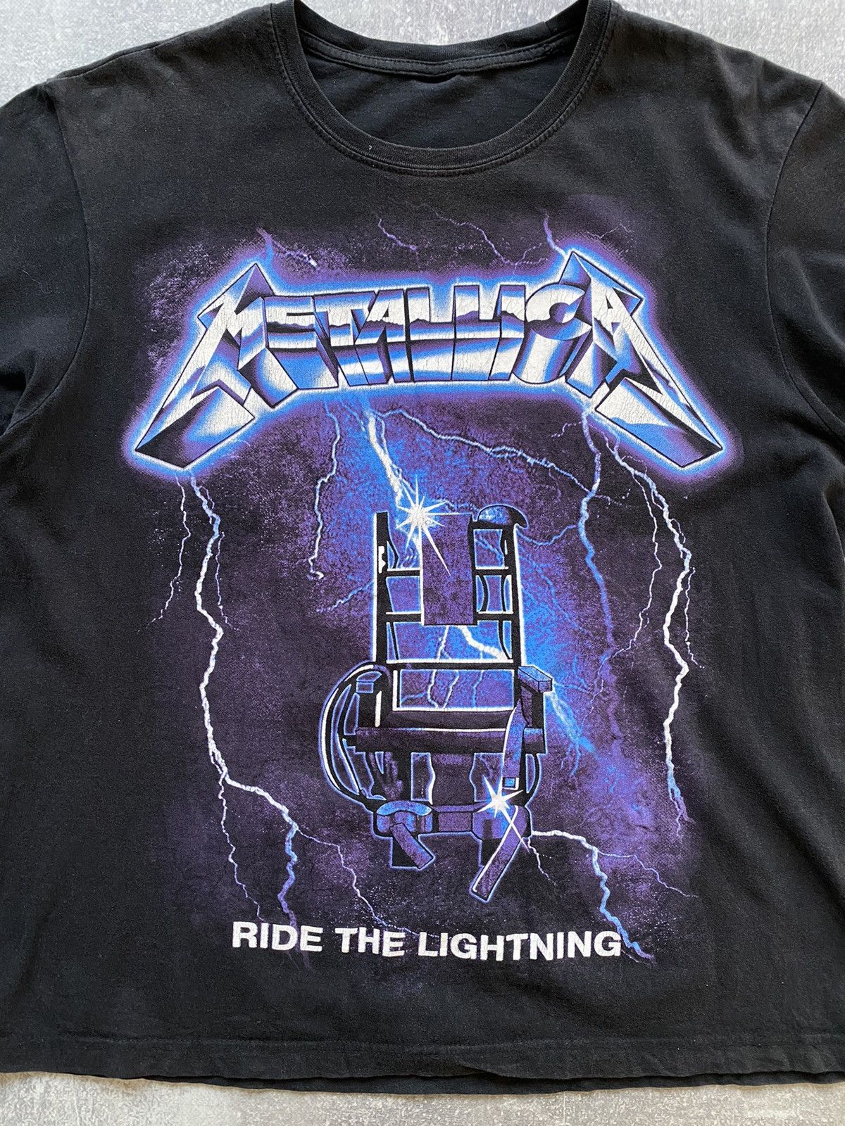 Band Tees × Metallica × Vintage Vintage Metallica Ride the Lightning Cropped T-shirt Size US M / EU 48-50 / 2 - 2 Thumbnail