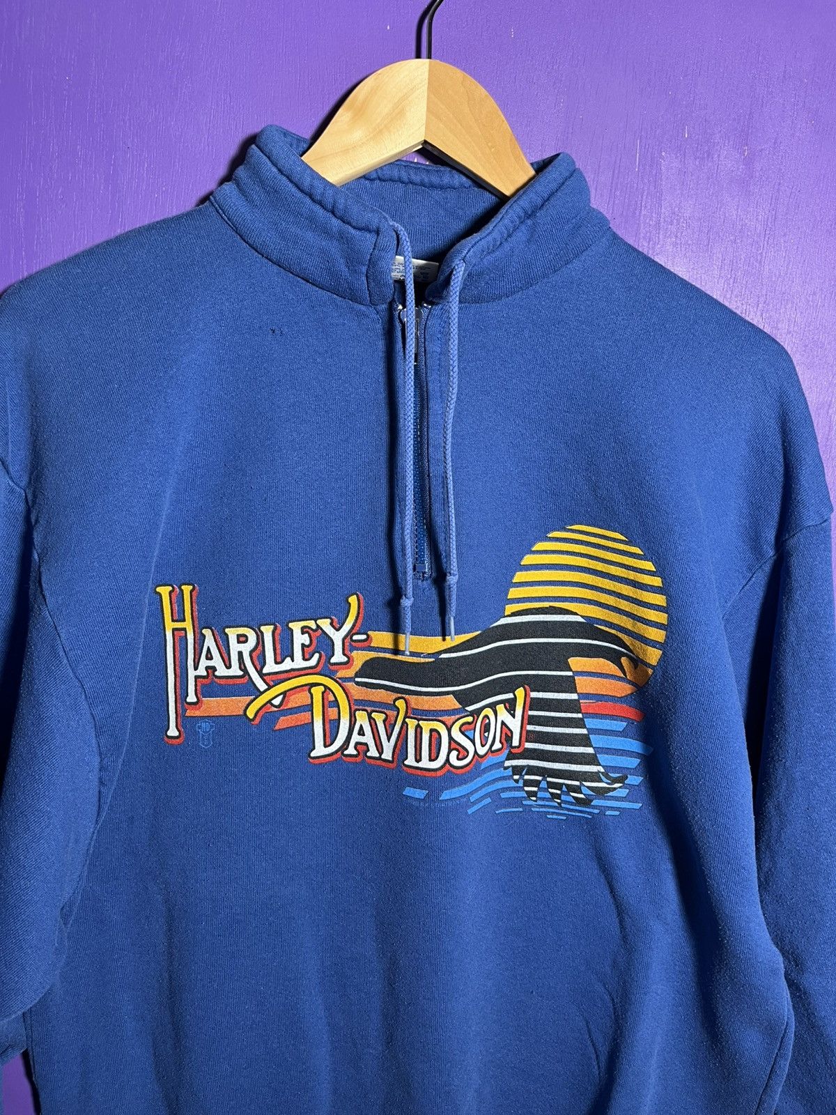 Harley Davidson × Vintage Vintage 1988 Harley Davidson quarter zip sweatshirt Size US L / EU 52-54 / 3 - 3 Thumbnail
