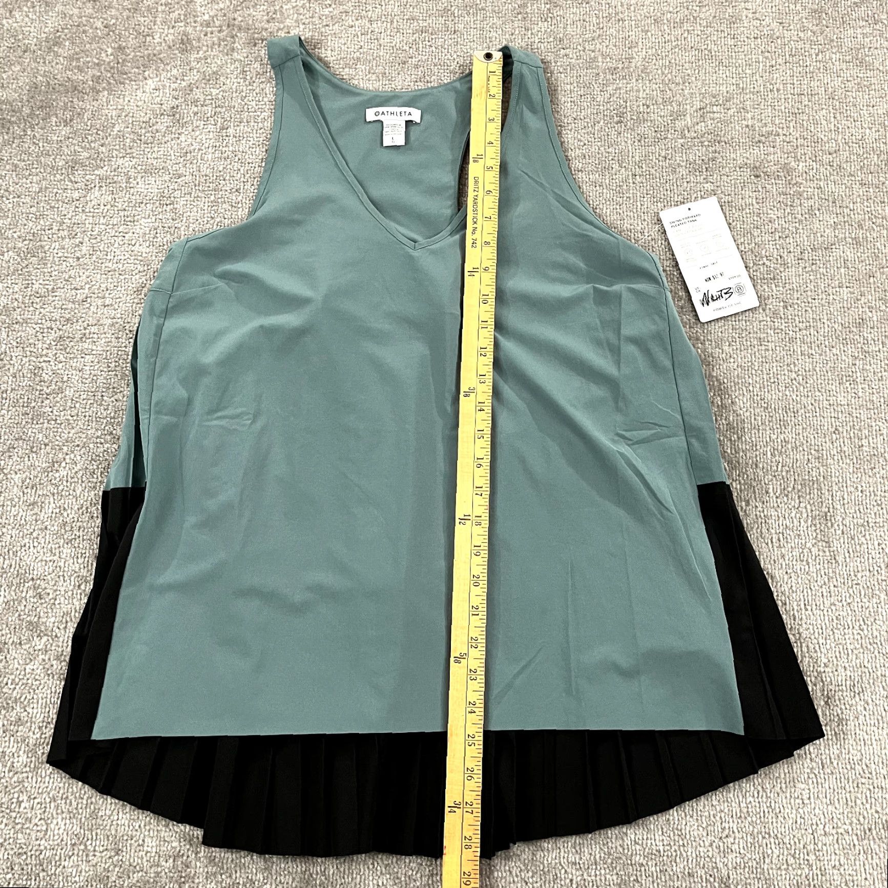 Athleta ATHLETA Shirt Womens Large Green Black Swing Forward Pleated Tank Sleeveless NEW Size L / US 10 / IT 46 - 6 Thumbnail