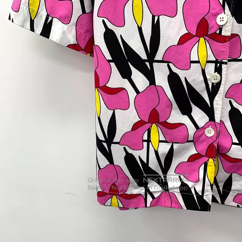Prada Prada Color-blocked floral print cotton lapel single-breas Size XXS / US 00 / IT 34 - 4 Thumbnail