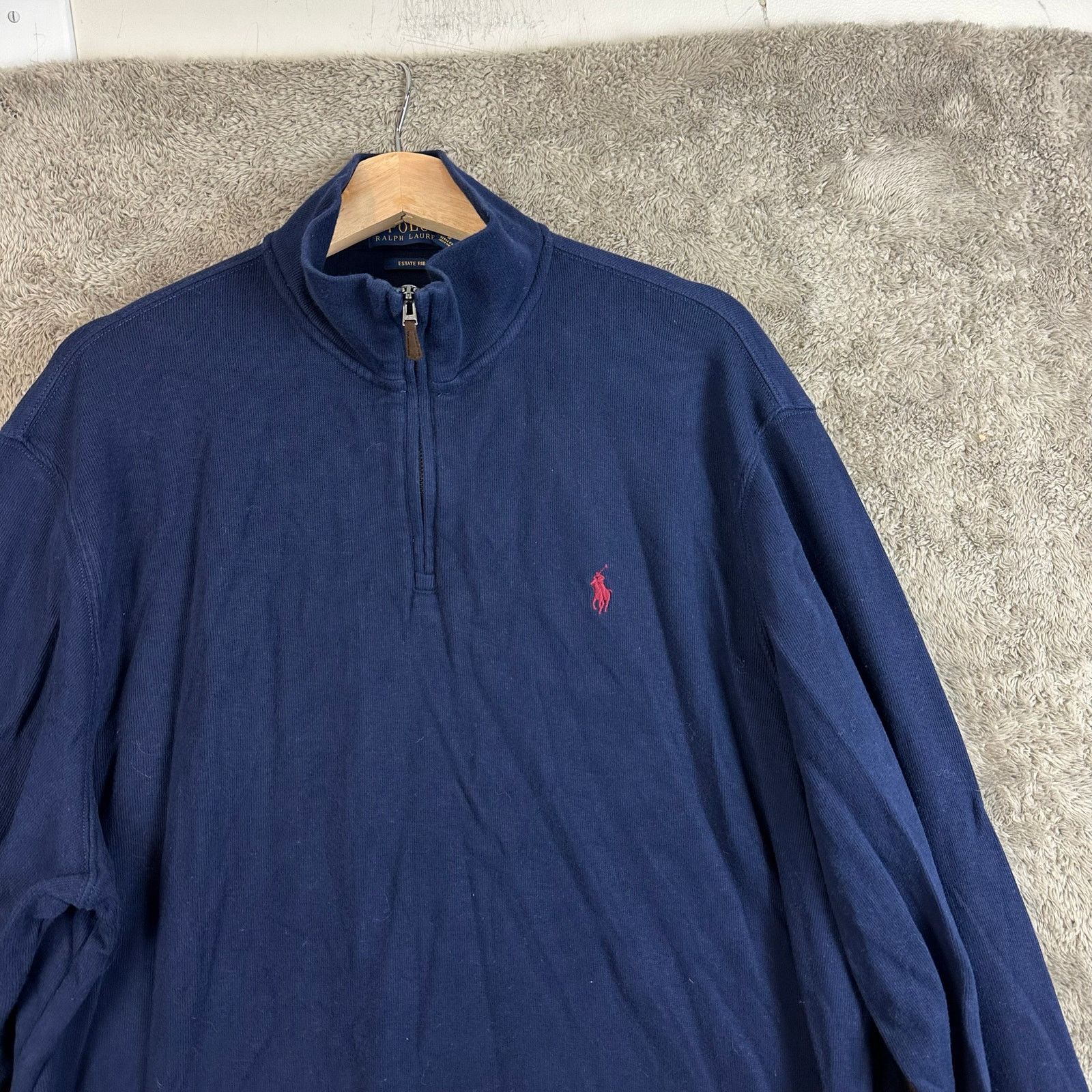 Polo Ralph Lauren Polo Ralph Lauren Estate Rib 1/4 Zip Pullover Blue Red Horse Size US XL / EU 56 / 4 - 3 Thumbnail