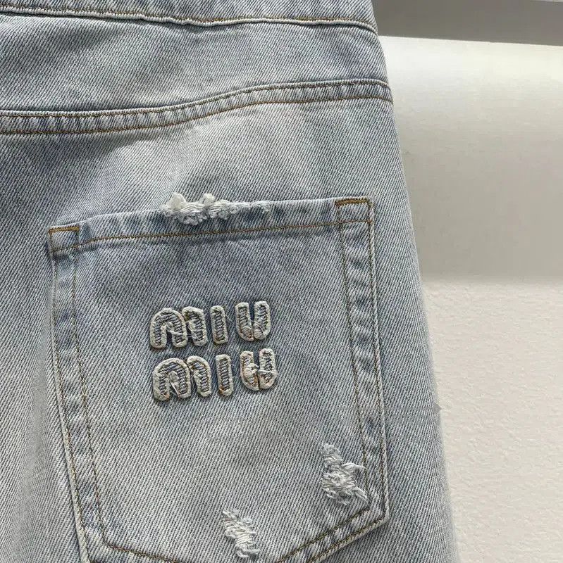 Miu Miu Miu Miu Blue Logo Denim Pants for Women . Size 28" / US 6 / IT 42 - 4 Thumbnail