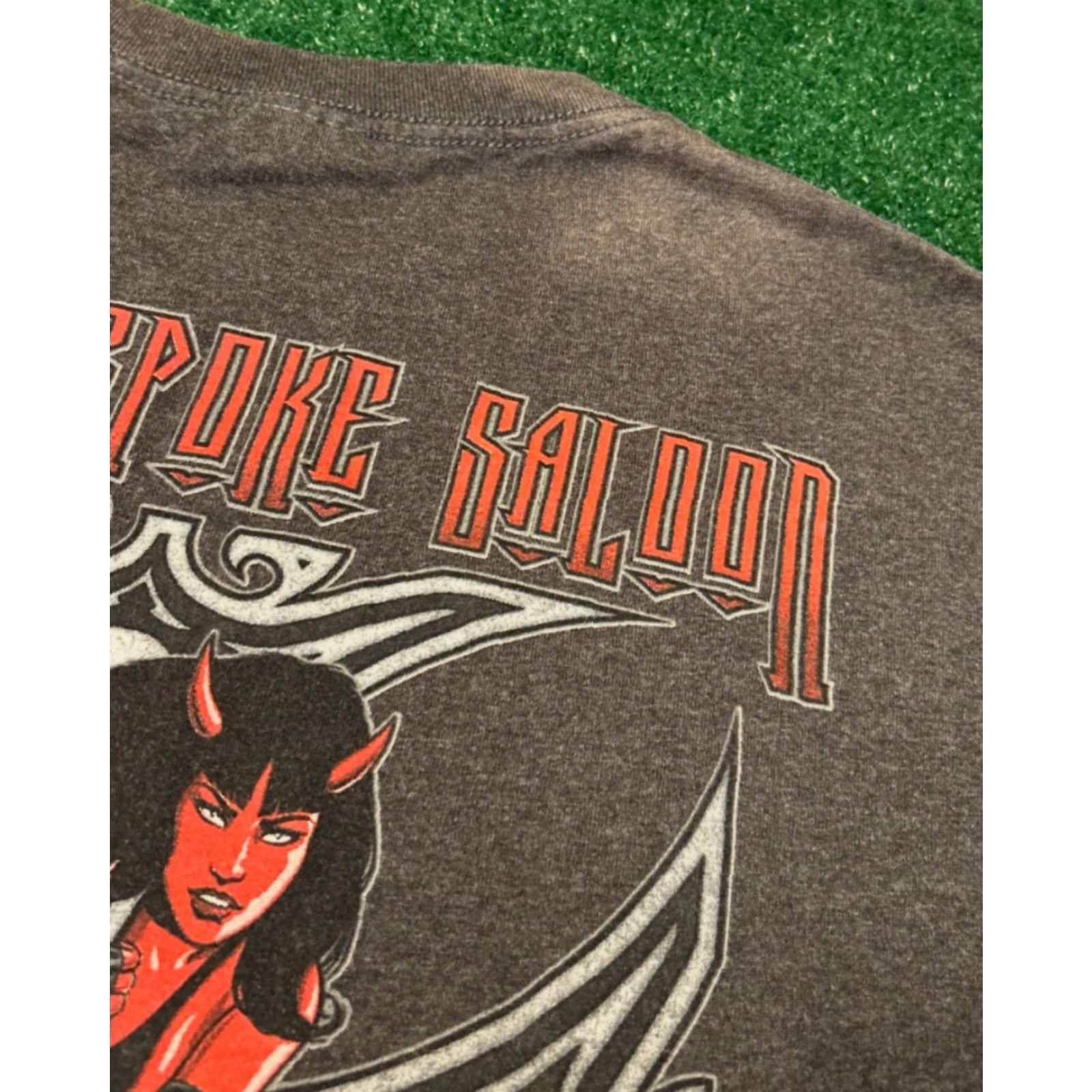 Vintage VINTAGE Broken Spoke Saloon Chrome Skull Cross Flames Biker Long Sleeve Shirt XL Mens Gray Size US XL / EU 56 / 4 - 4 Thumbnail