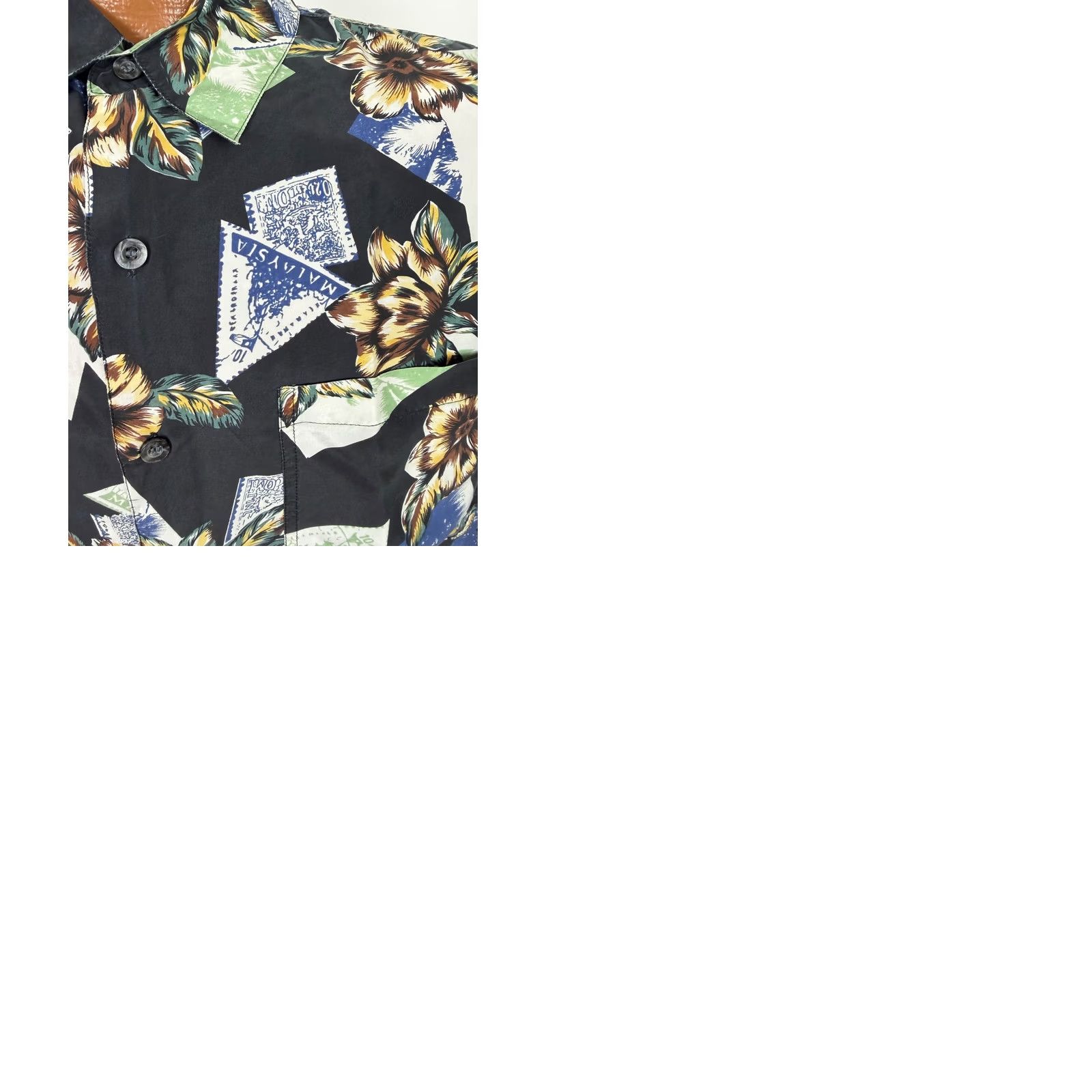 Bill Blass VINTAGE Bill Blass Shirt Men Large Floral Hawaiian Lightweight Silk Black 90s Travel Size US L / EU 52-54 / 3 - 9 Thumbnail