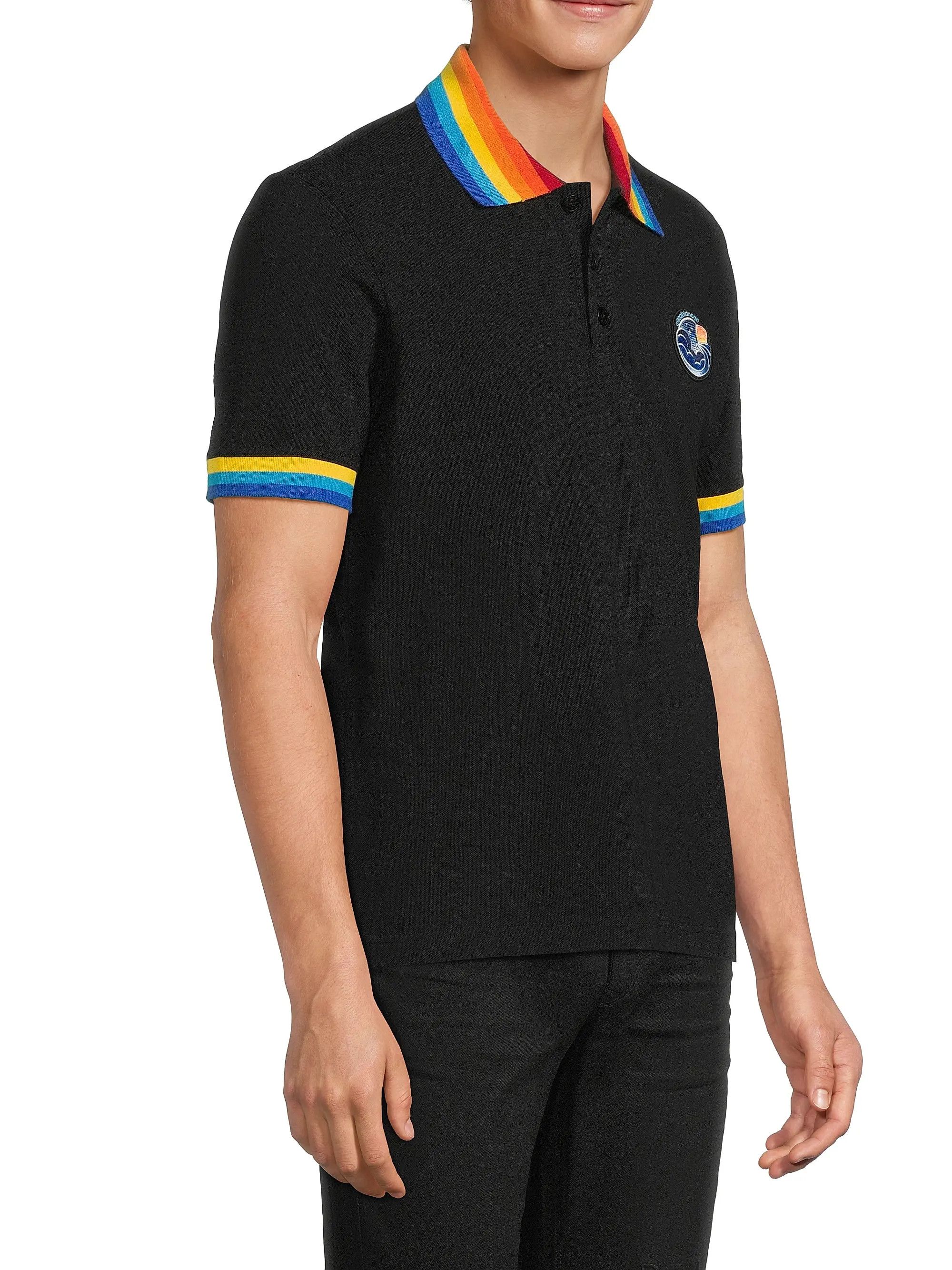 Casablanca os11x0725 Rainbow Cotton Polo Shirt in Black Size US M / EU 48-50 / 2 - 4 Thumbnail