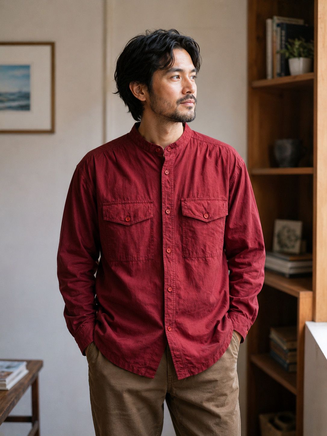 Issey Miyake Issey Miyake Collarless Double Pocket Shirt Size US M / EU 48-50 / 2 - 2 Thumbnail