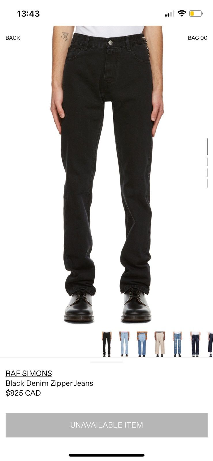 Image of Raf Simons Black Denim Zipper Jeans, Men's (Size 30)