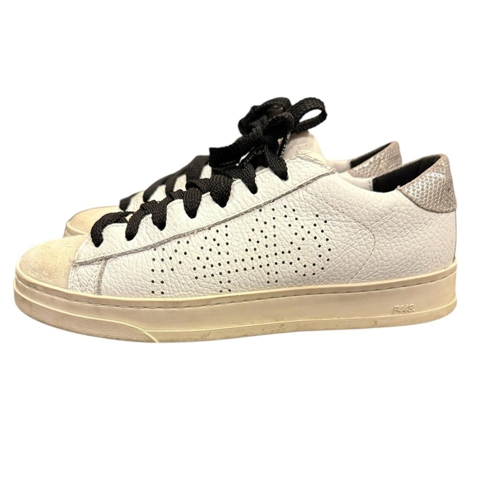 P448 P448 White Leather and Suede John Sneakers Sz 6.5 Size US 6.5 / IT 36.5 - 3 Thumbnail