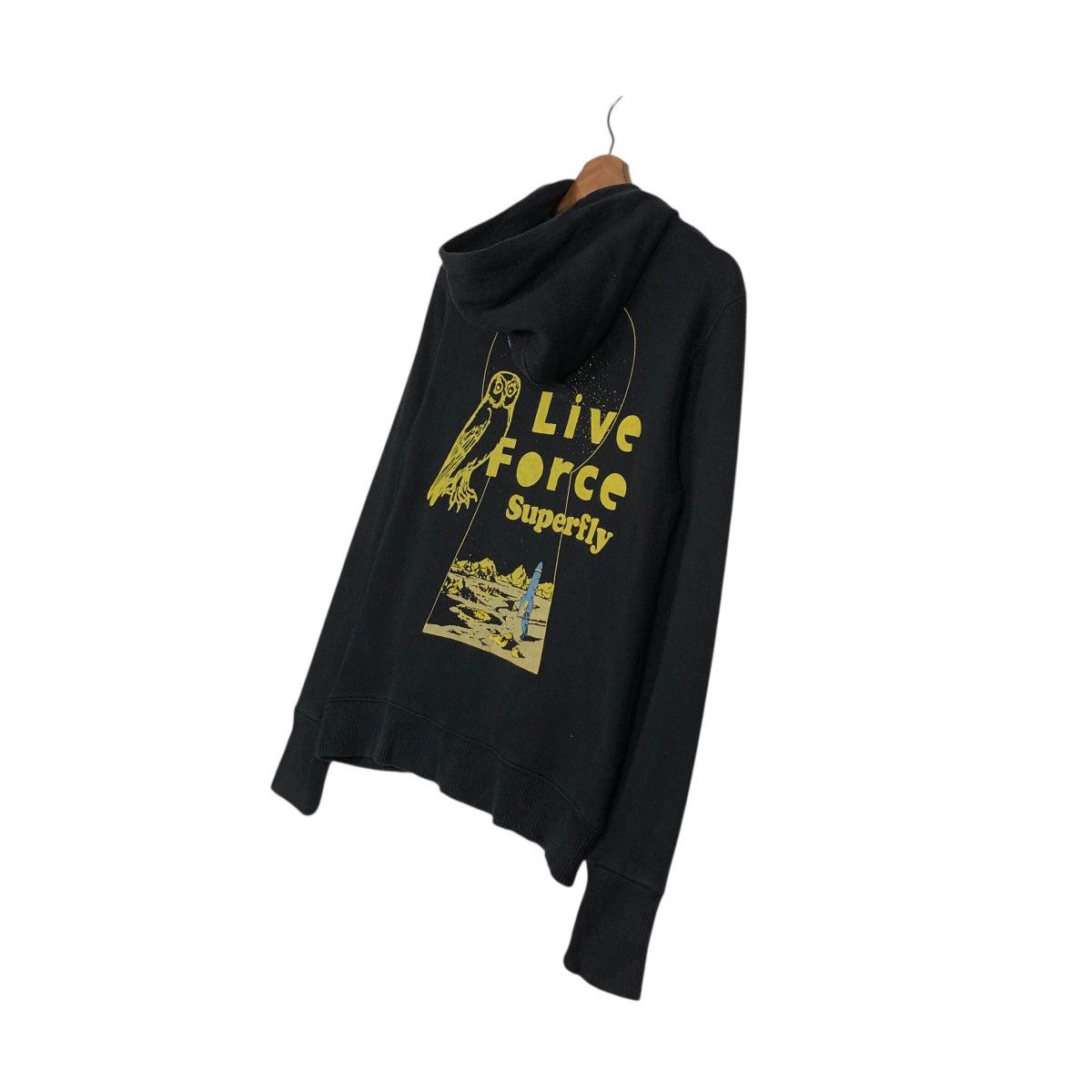 Japanese Brand Superfly Owl “Live Force” Keyhole Graphic Hoodie – Black Size US S / EU 44-46 / 1 - 12 Thumbnail