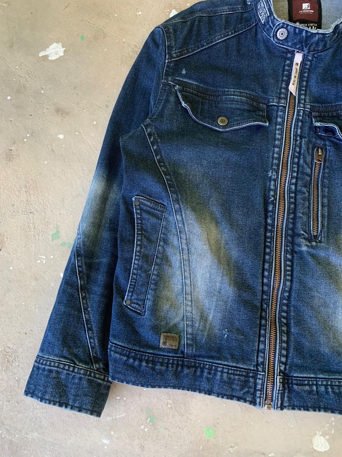 Japanese Brand I’Z Frontier 7570 Distressed Denim Rider Jacket Size US M / EU 48-50 / 2 - 2 Thumbnail