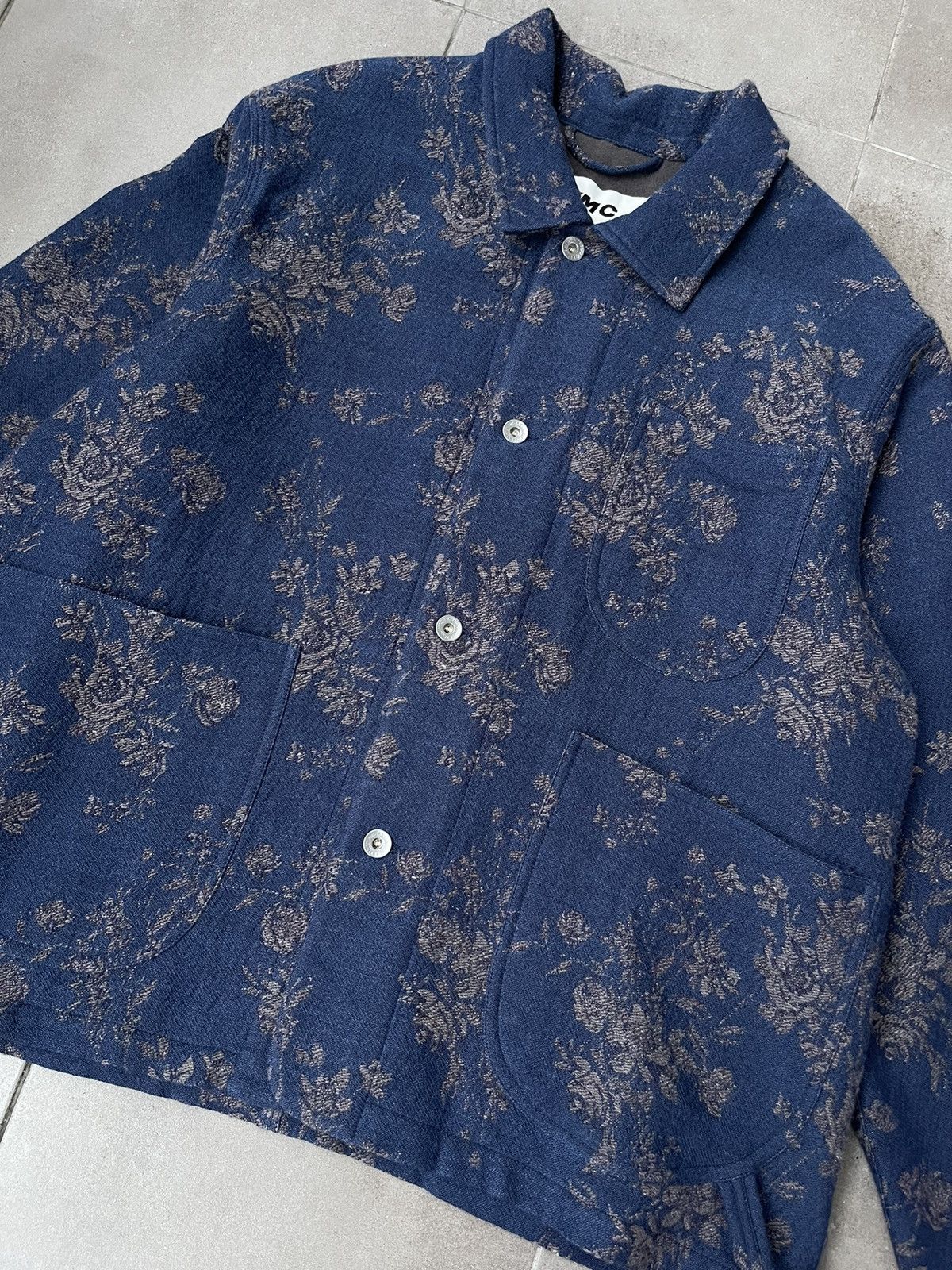 YMC !DS! SS23 YMC Labour Floral Navy Wool Jacquard Jacket Size US L / EU 52-54 / 3 - 12 Thumbnail