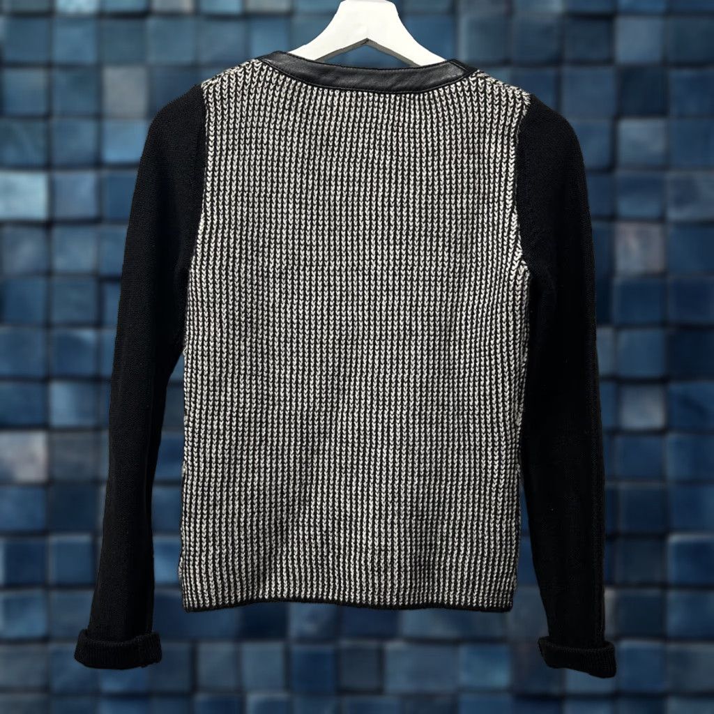 Nanette Lepore VINTAGE Women’s Nanette Lepore Gray Wool Knit Black Leather ZipUp Sweater Jacket XS Size XS / US 0-2 / IT 36-38 - 1 Thumbnail