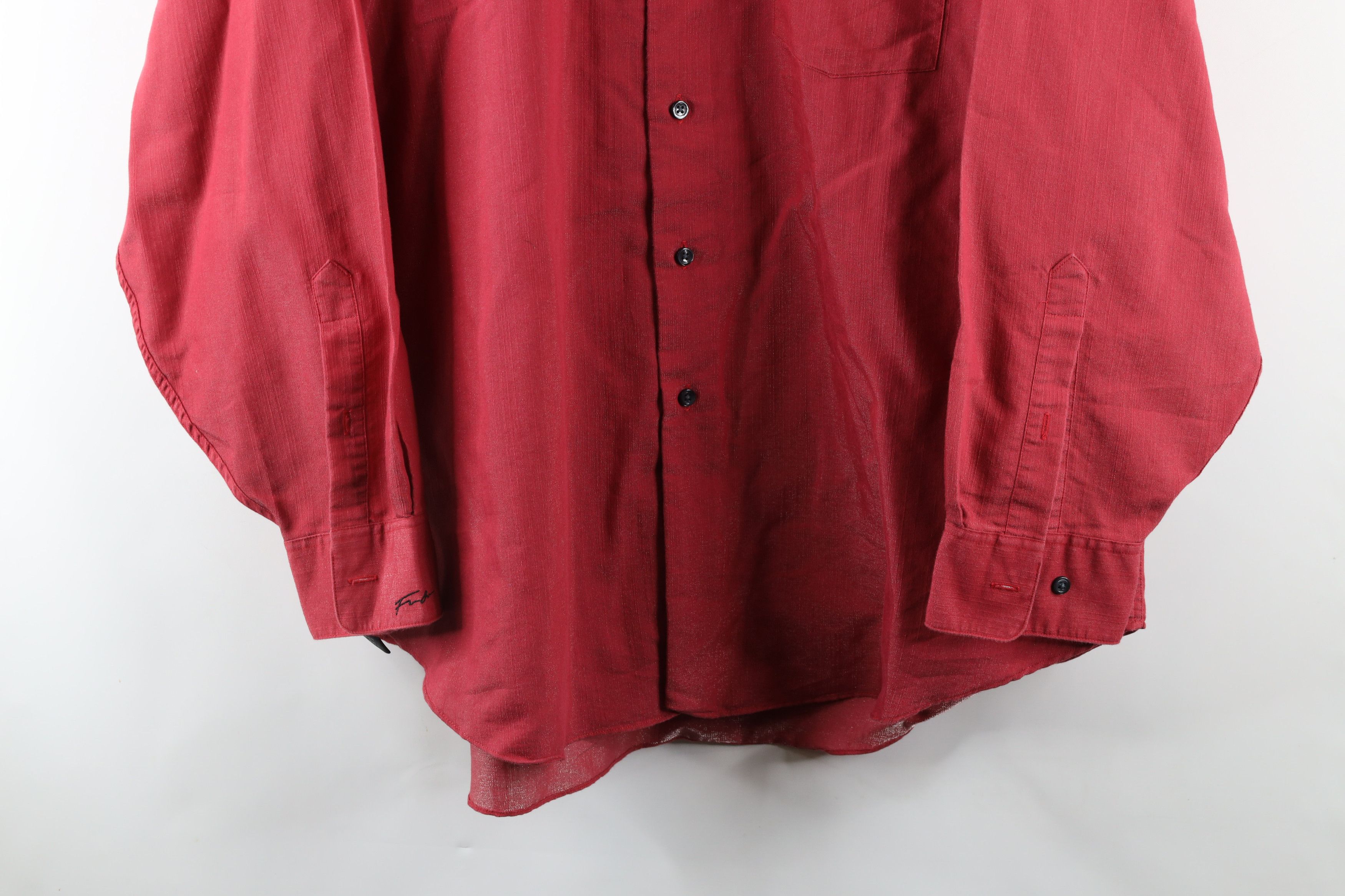 Fubu × Vintage Vintage 90s FUBU Spell Out Baggy Metallic Button Shirt Red Size US L / EU 52-54 / 3 - 3 Thumbnail