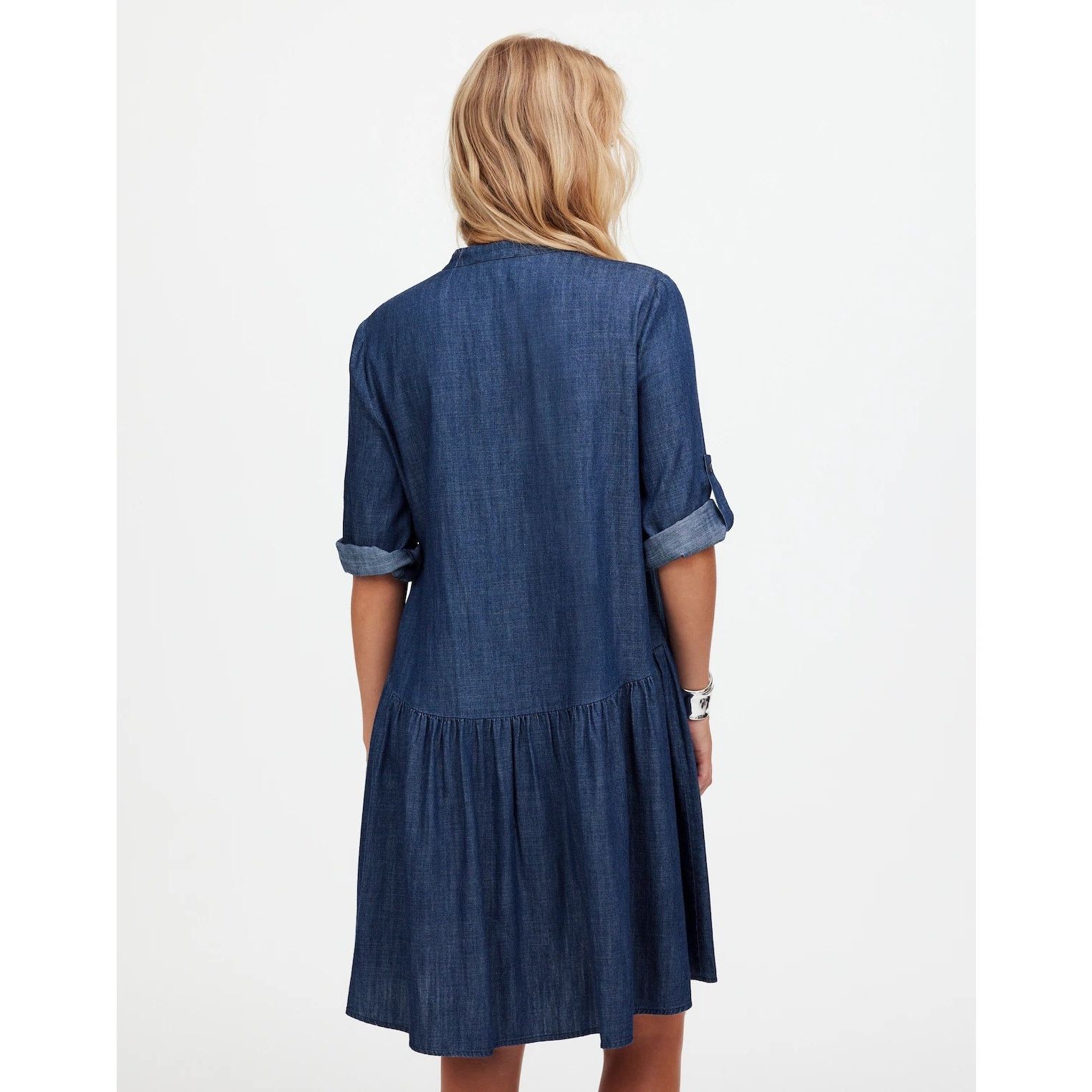 lucky denim midi dress Brand Women's Printed Button Front Dress, Indigo Multi, L at Amazon Women's Clothing store Size:dress size pants : 34 Unfinished bottom flowing silhouette makes it SALE35 Dark Wash Denim Dress