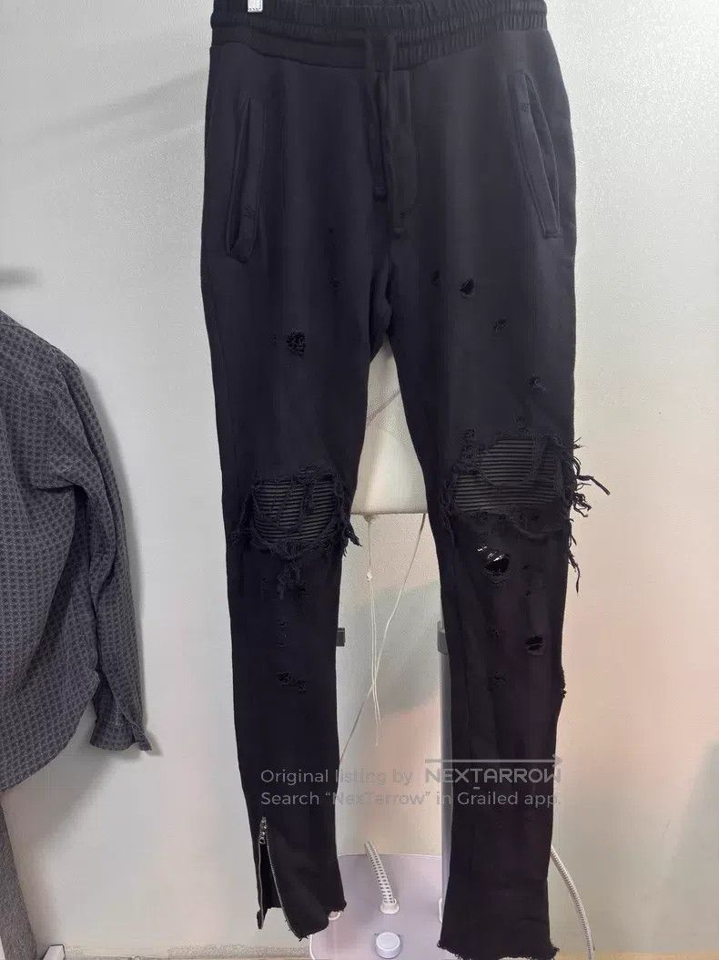 Amiri Amiri Ripped big destruction cut knee embedded leather lei Size US 32 / EU 48 - 1 Thumbnail