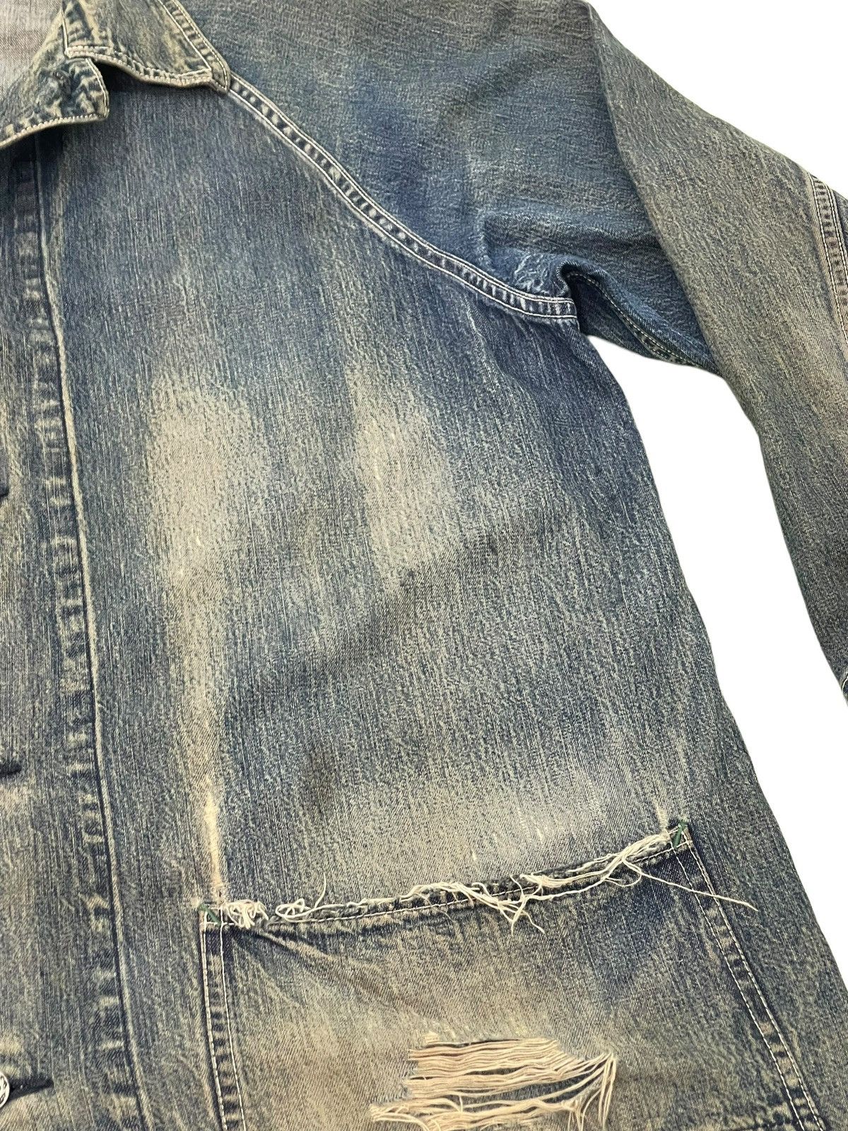 Sugar Cane Damaged Faded Sugar Canes Chore Jacket Distress Denim 5🟩8 Size US L / EU 52-54 / 3 - 10 Thumbnail